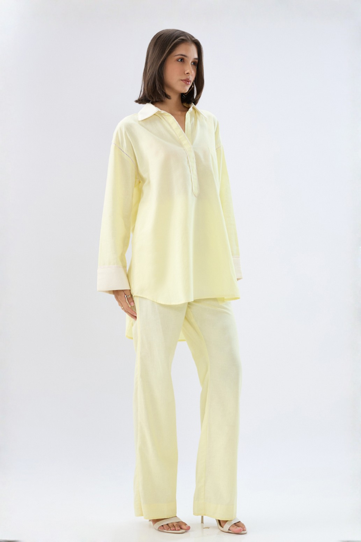 Yellow Kurta Shirt Style Co-ord Set
