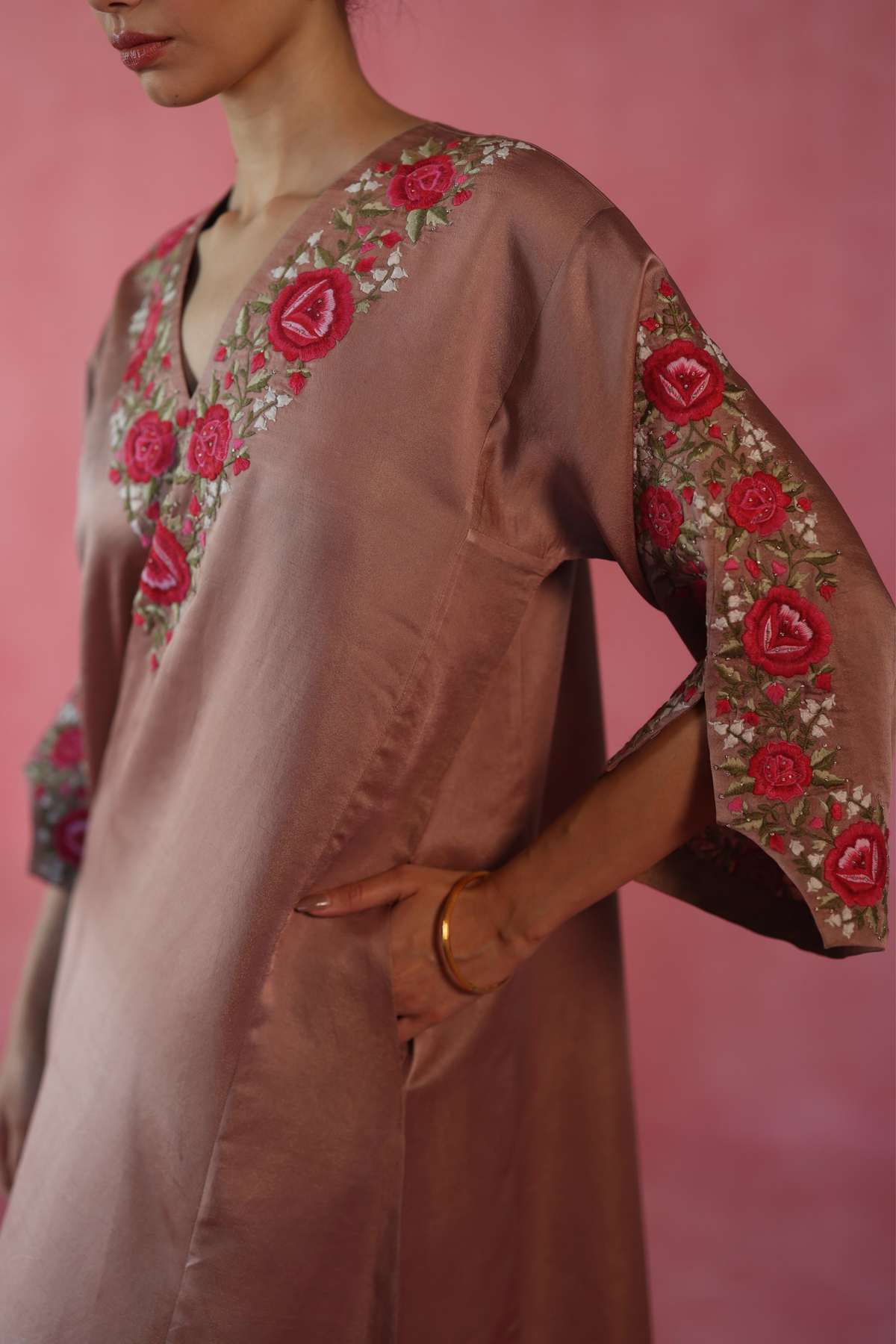 Beige Sheermal Kaftan