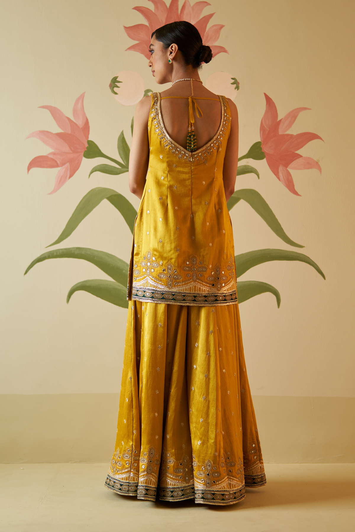 Mustard Satin Sharara Set
