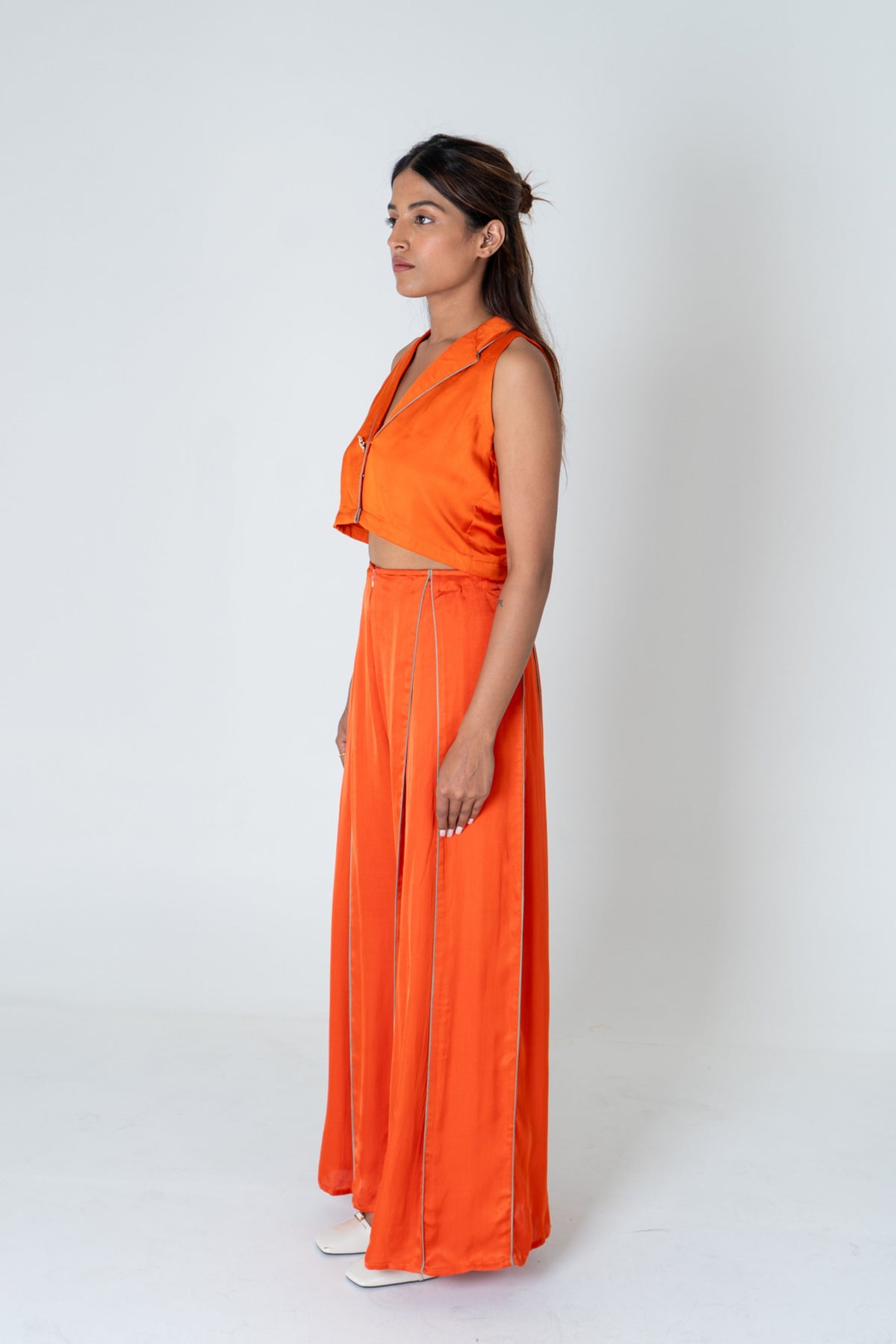 Orange Sleeveless Waistcoat Co-ord Set