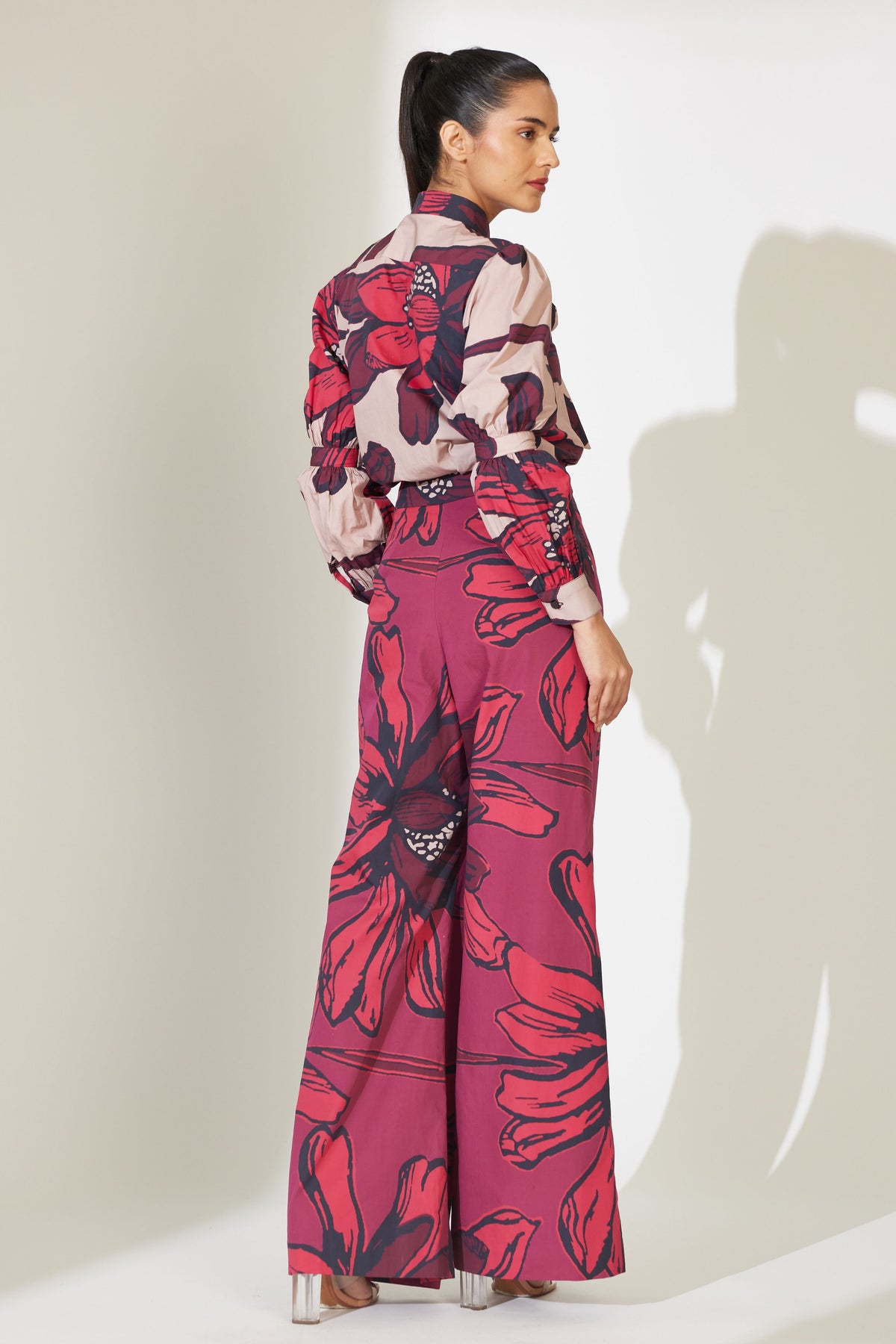 Red and Maroon Floral Pants