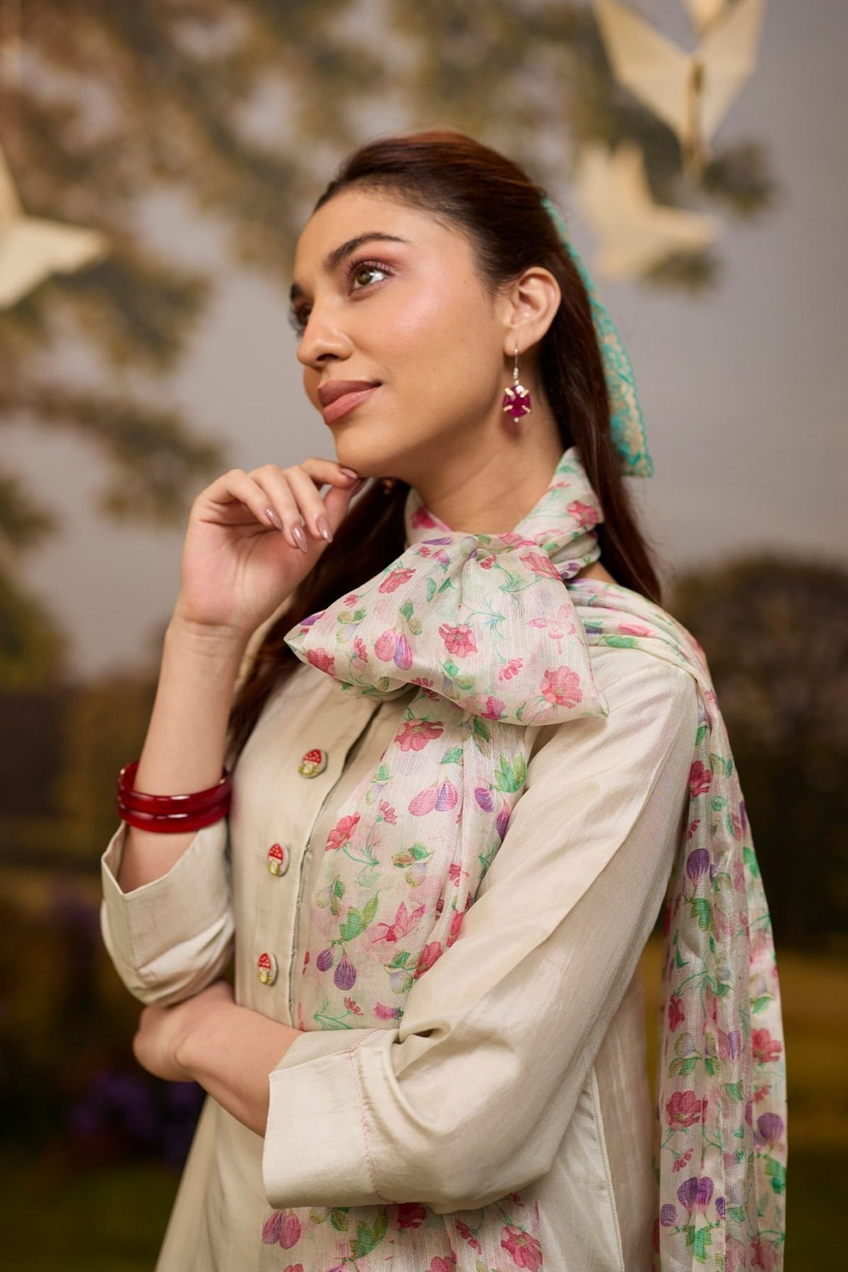 Under the Fig Tree Ivory Dupatta