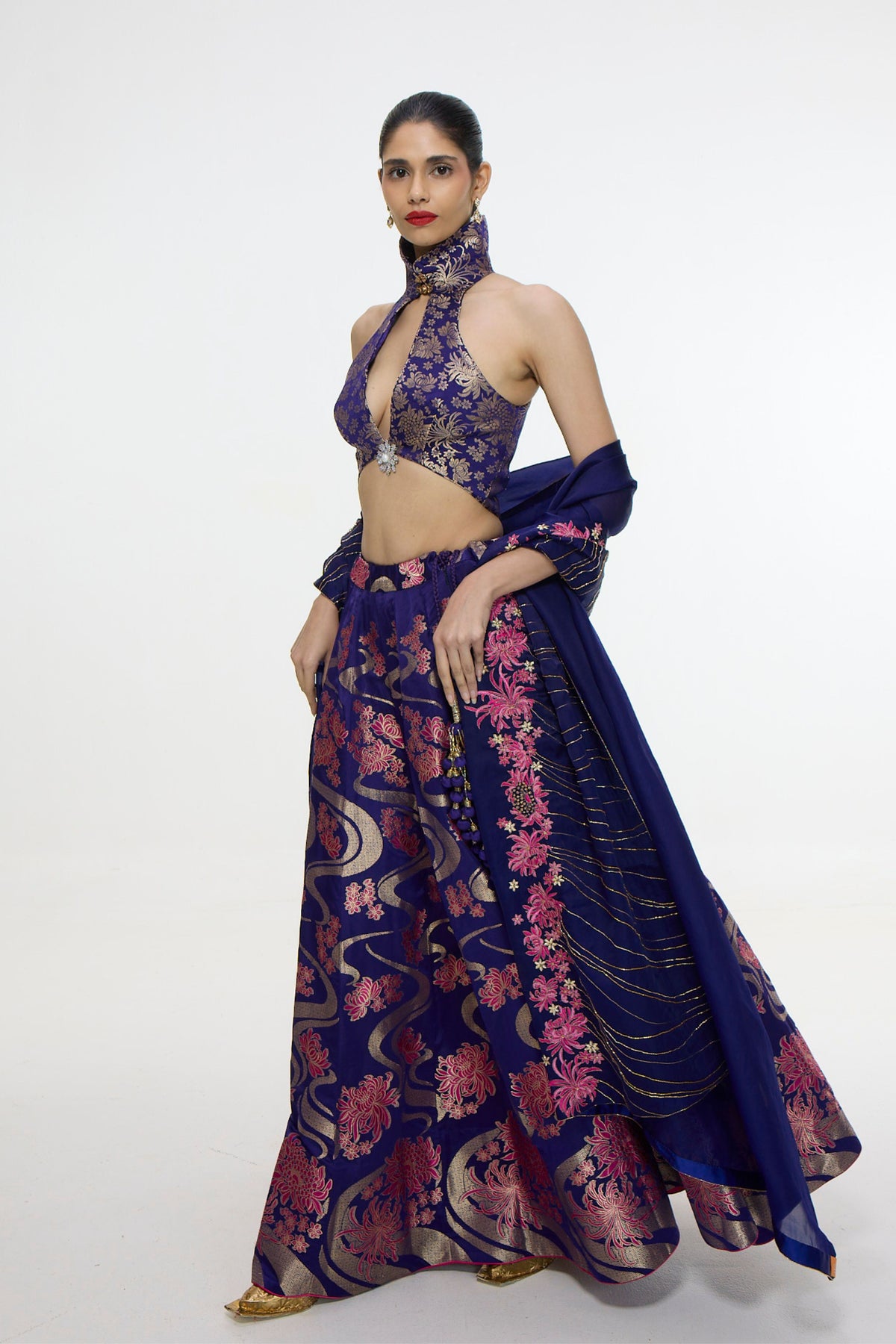 Aubergine Cutwork Lehenga Set