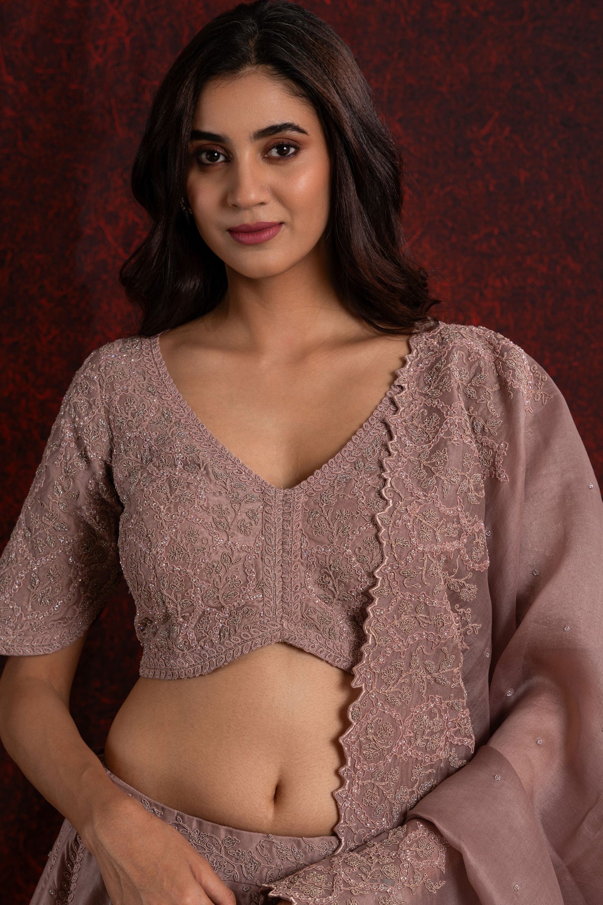 Nude Pink Lehenga Set
