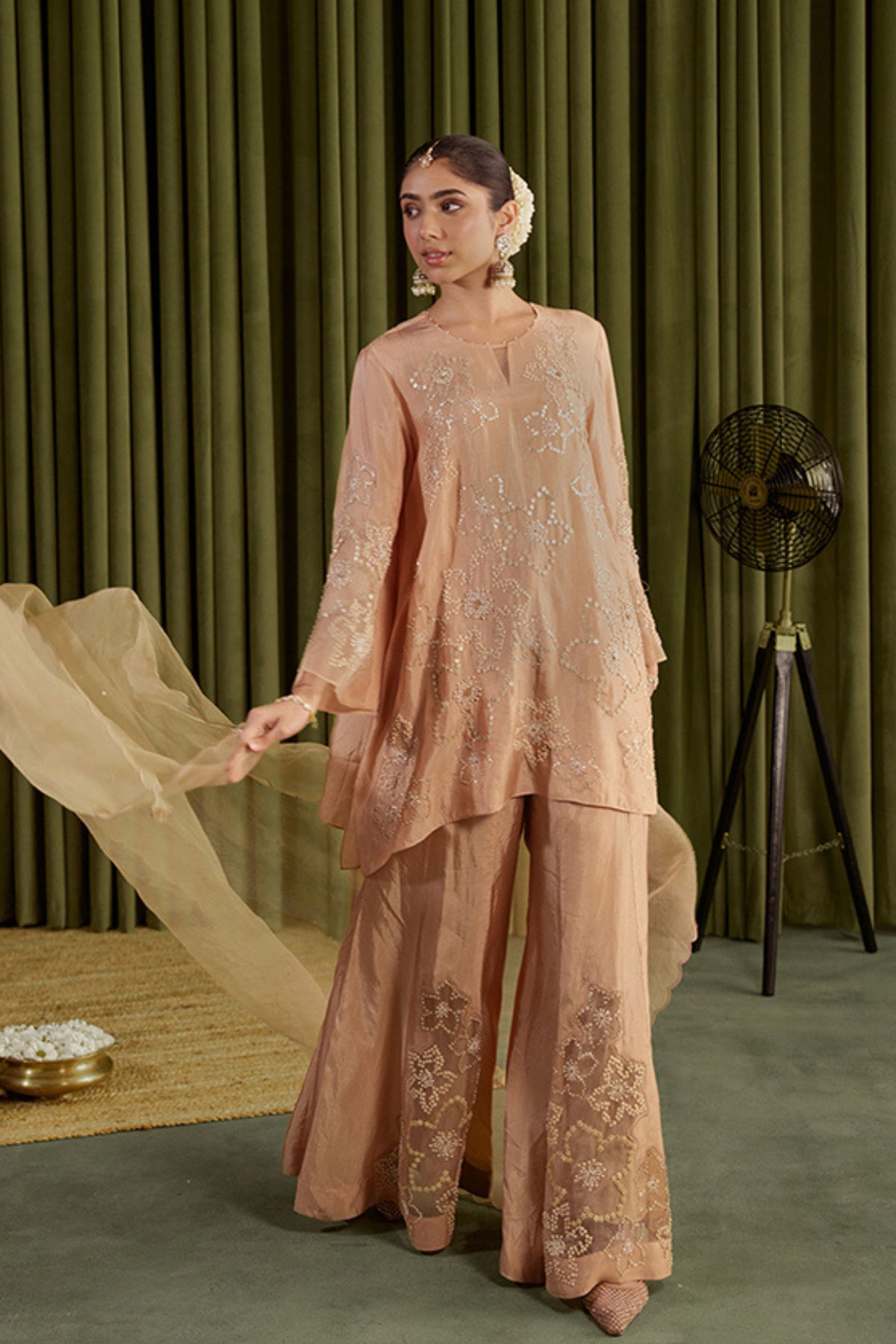 Gold Embroidered Sharara Set