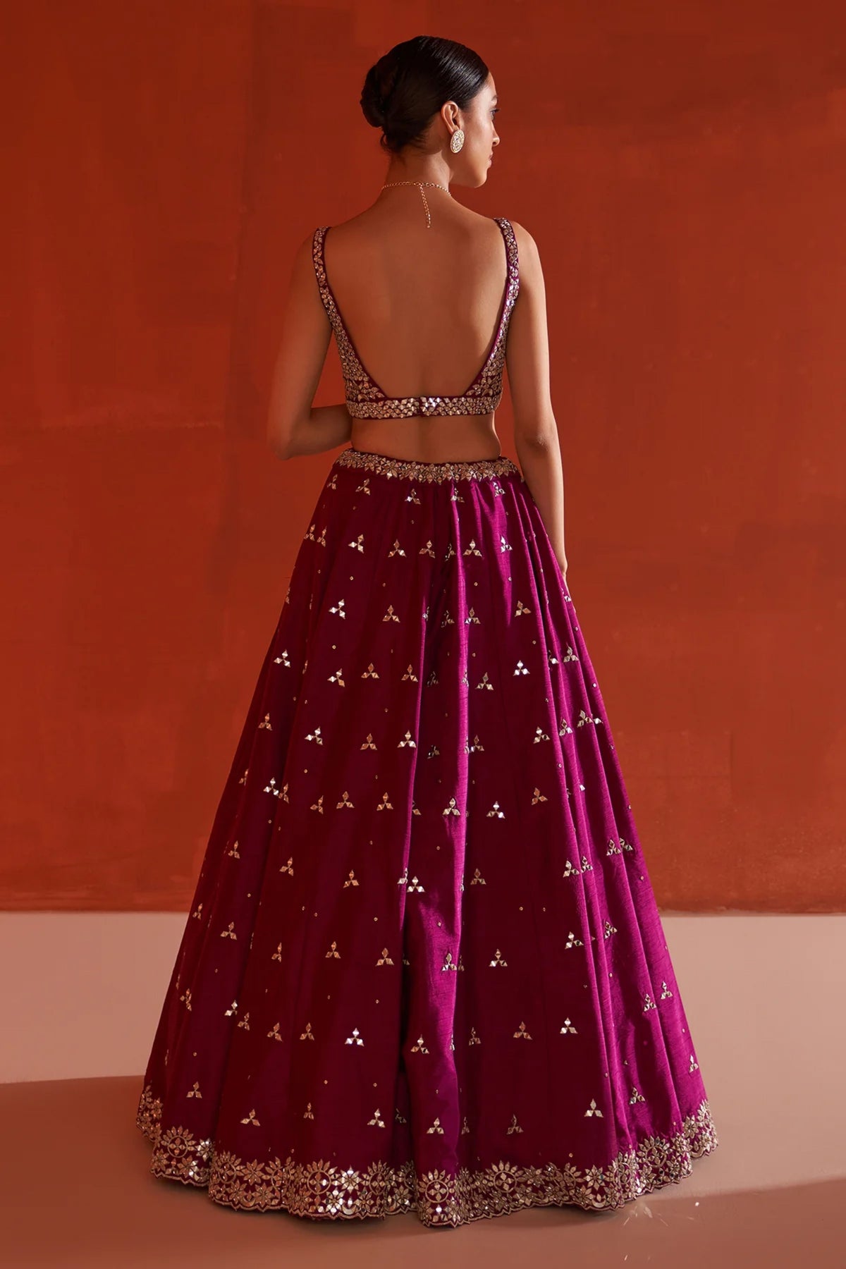 Crimson Raw Silk Lehenga Set