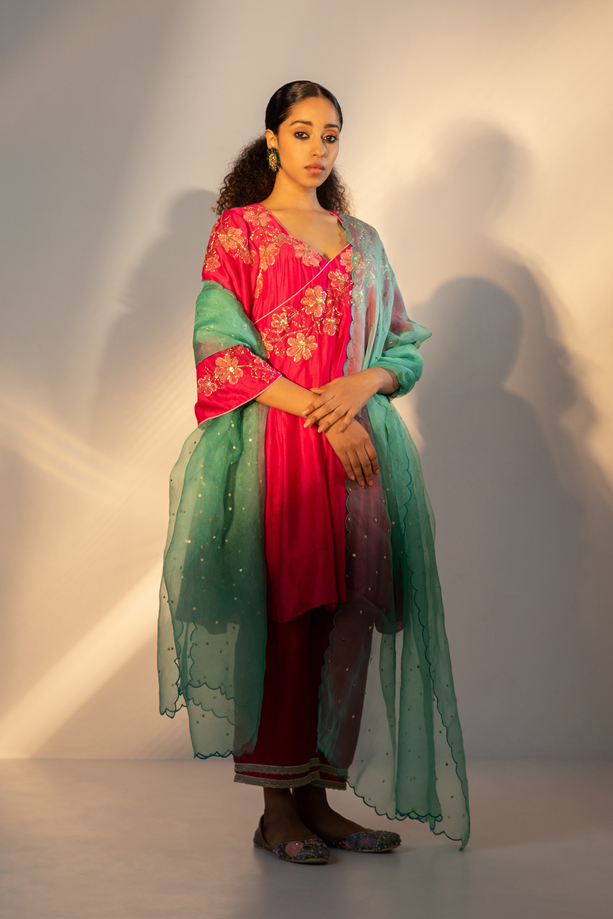 Short Anarkali in Magenta