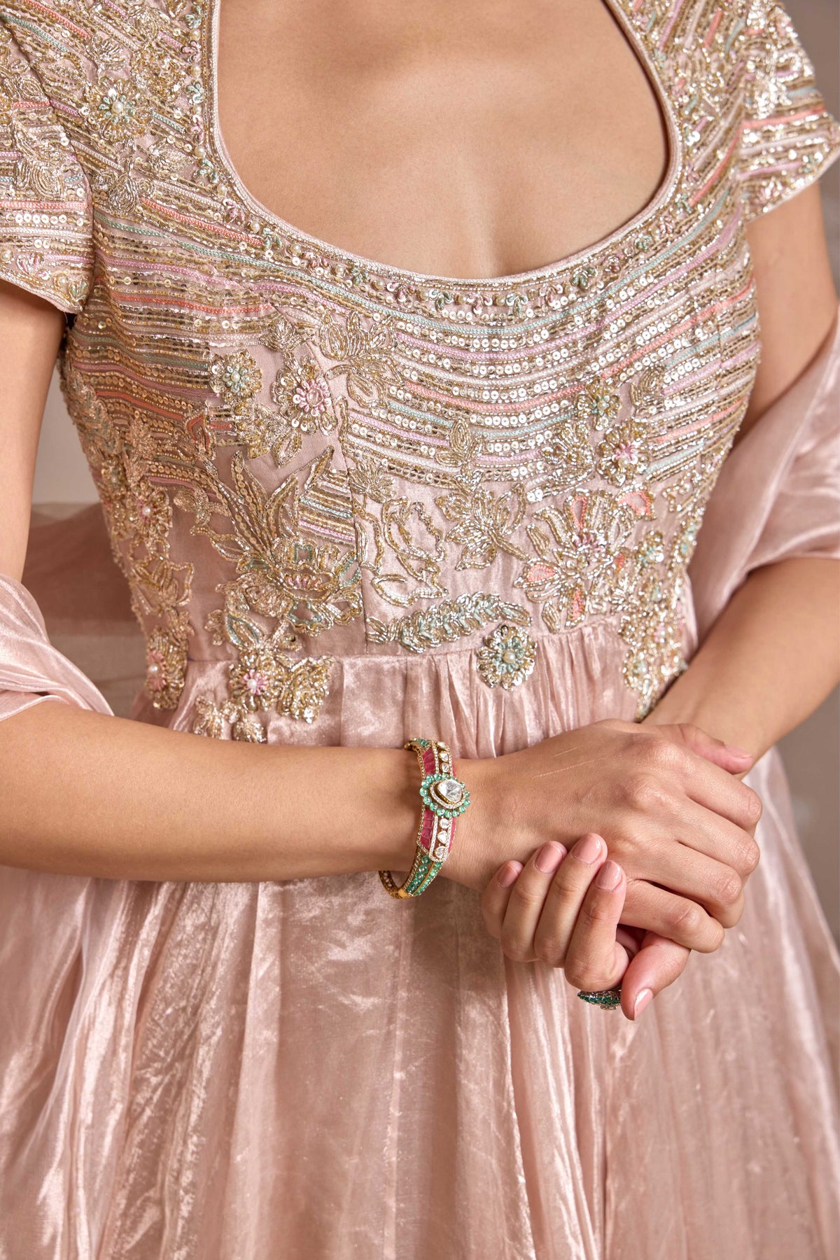 Rose Gold Anarkali Set