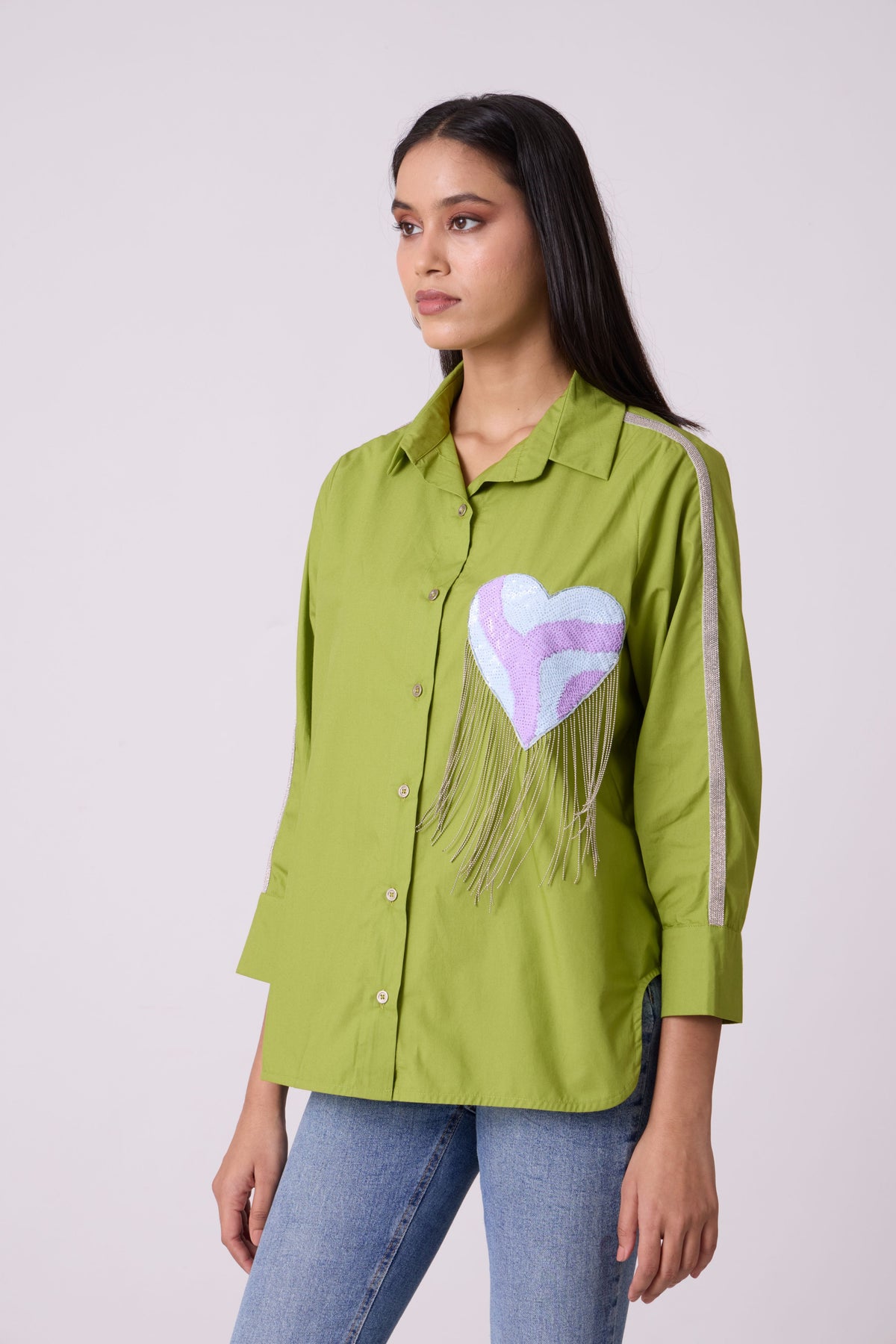 Emille Applique Matcha Green Shirt