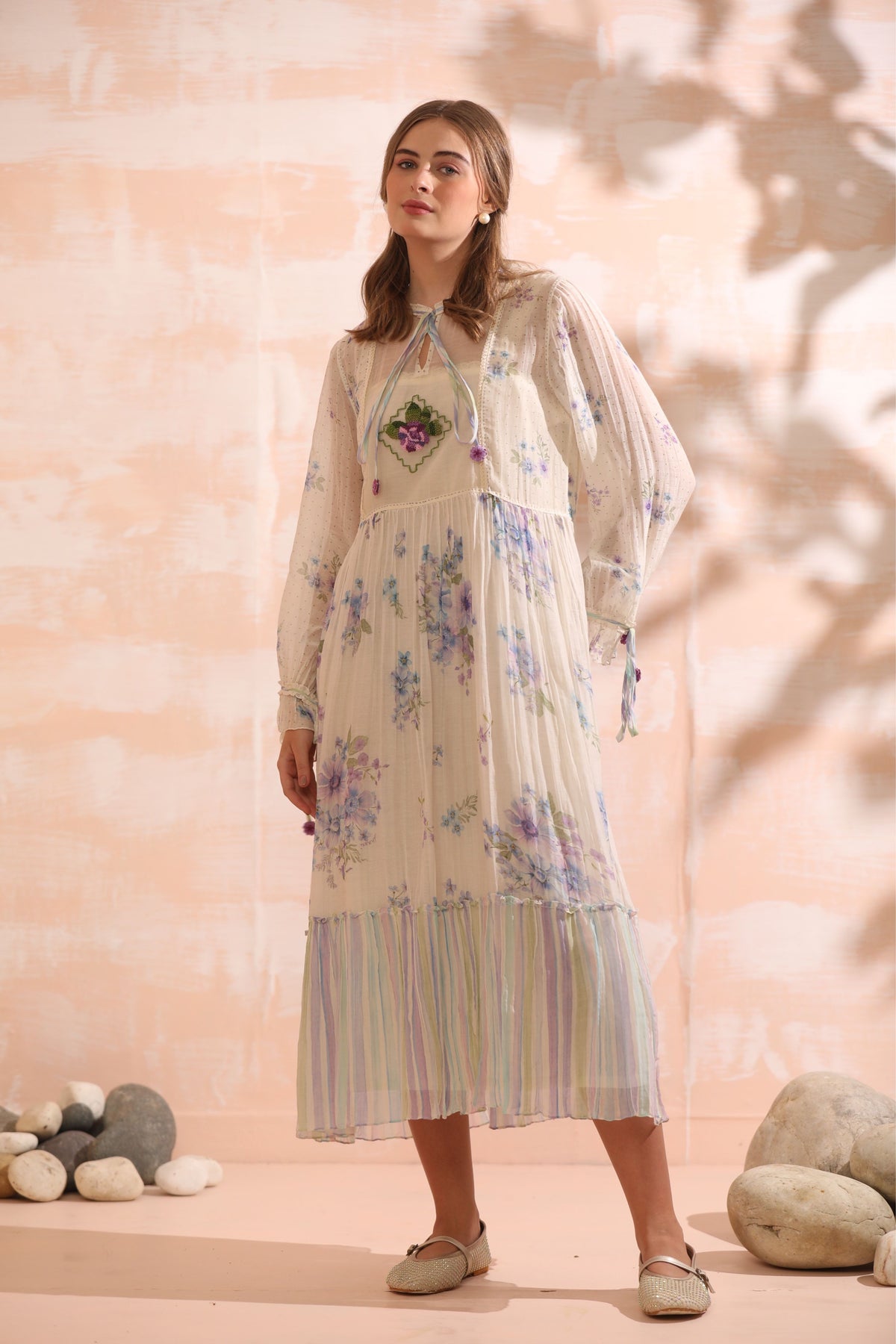 Blue Embroidered Dress