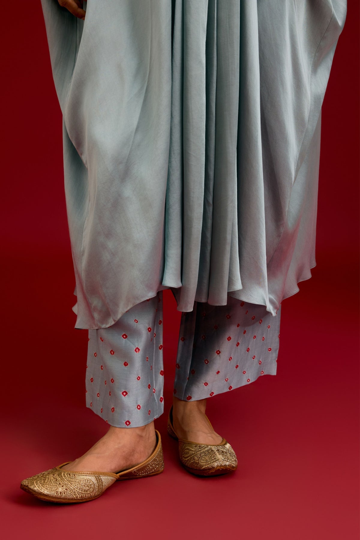 Slate Blue Embroidered Kaftan Set
