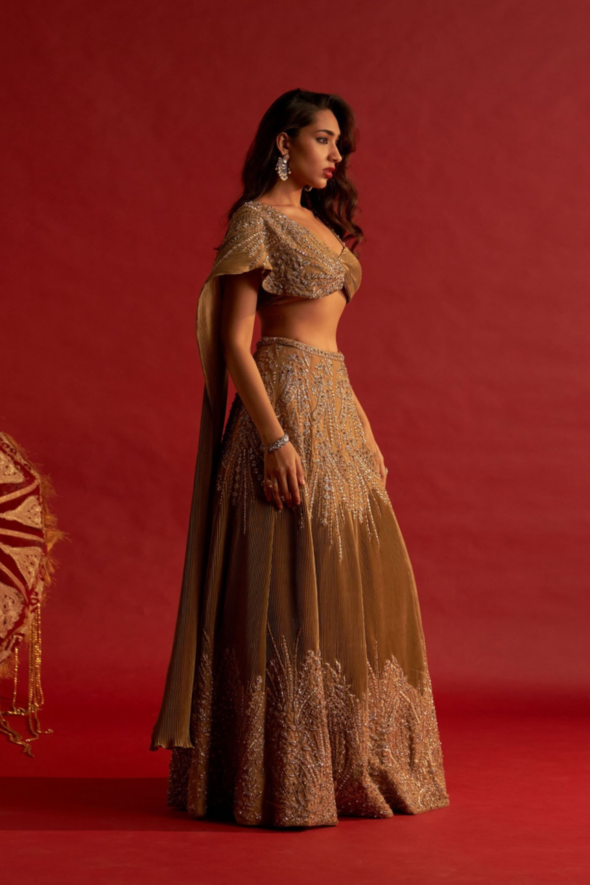 Gold Butterfly Lehenga Set