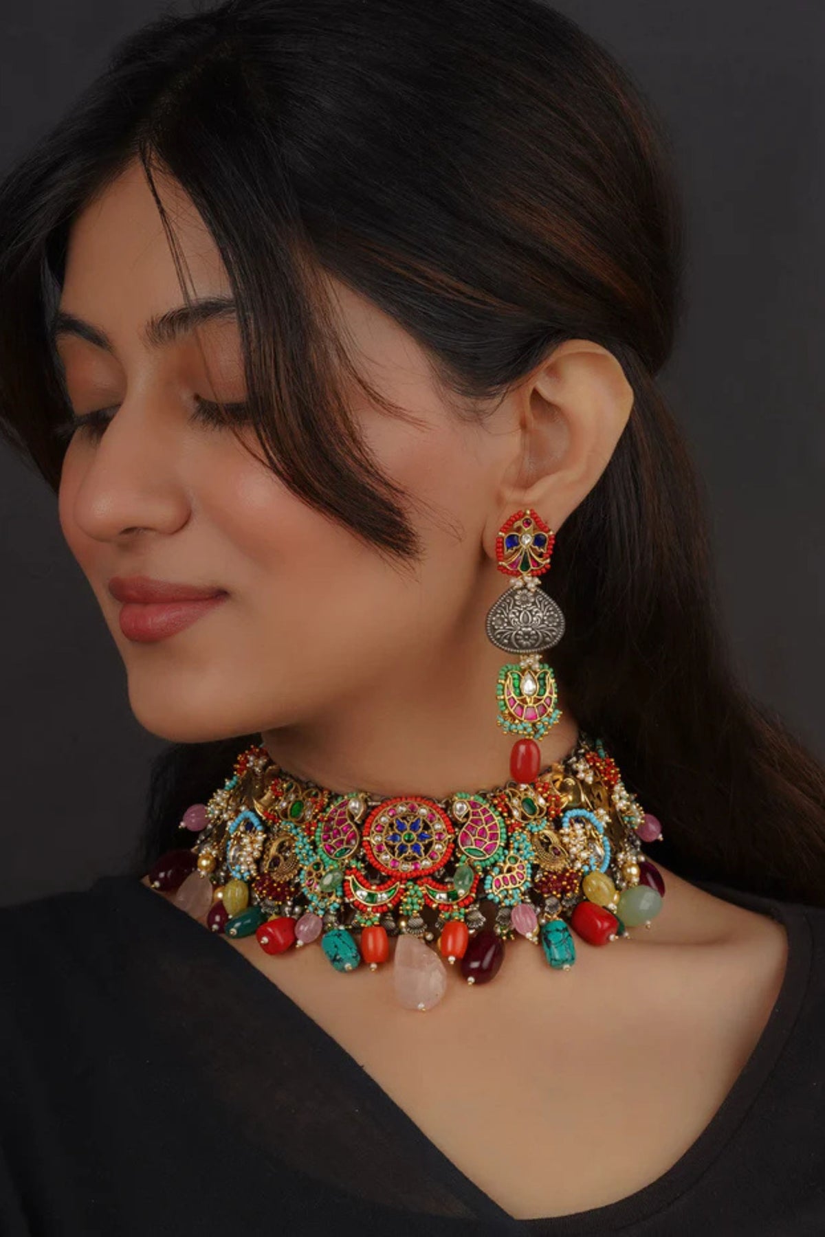 Multicolor Tribal Necklace Set