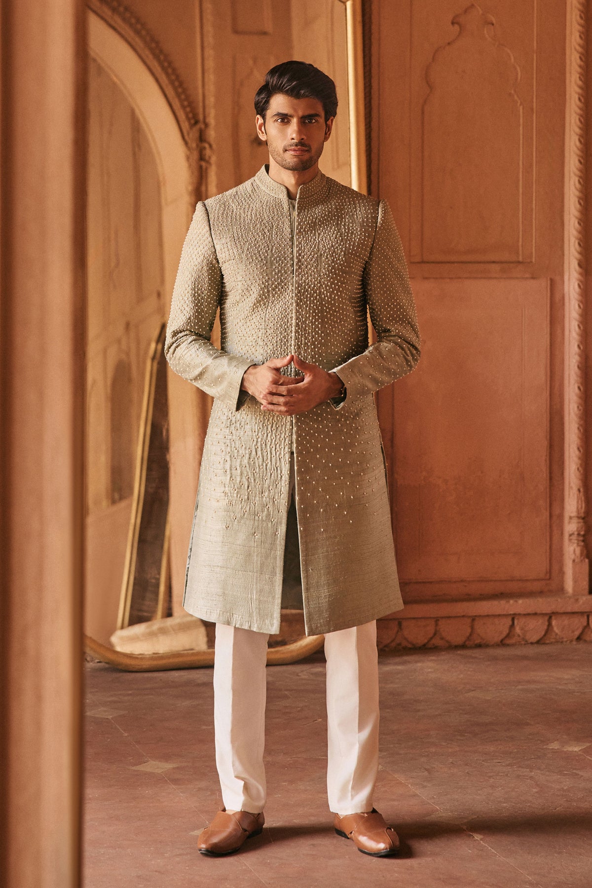 Sage Green Sherwani Set