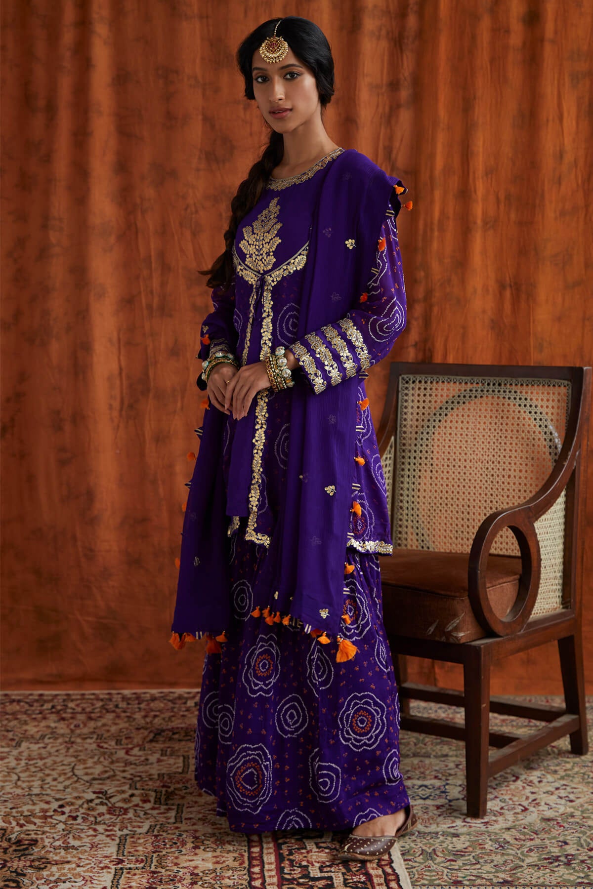 Purple mughal kurta set