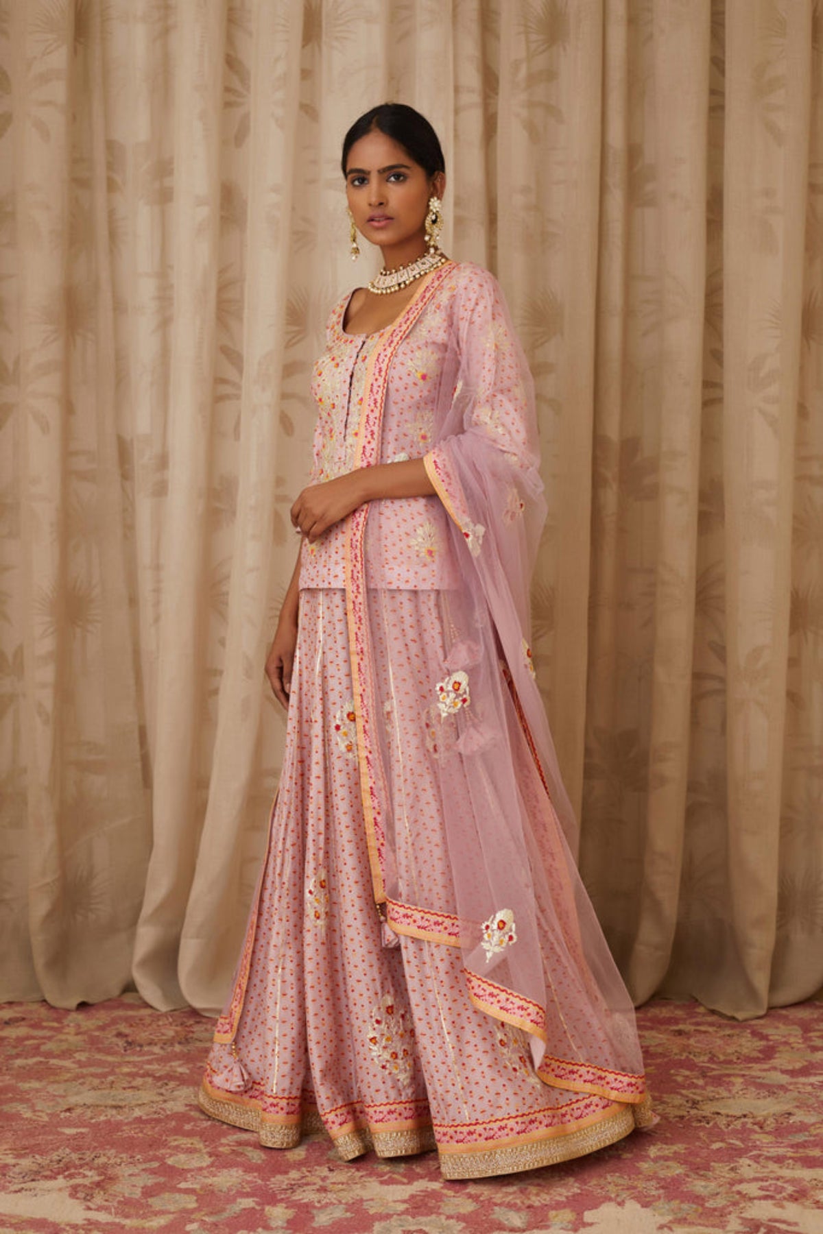 Light lavender short kurti set