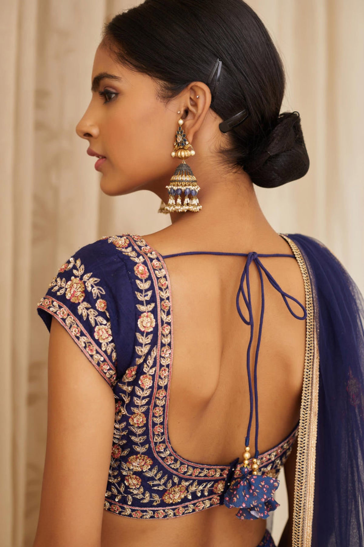 Blue zardozi lehenga set