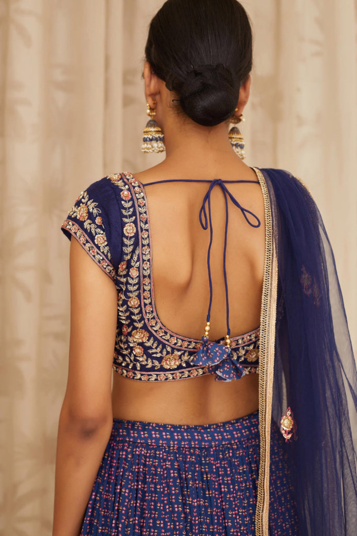 Blue zardozi lehenga set