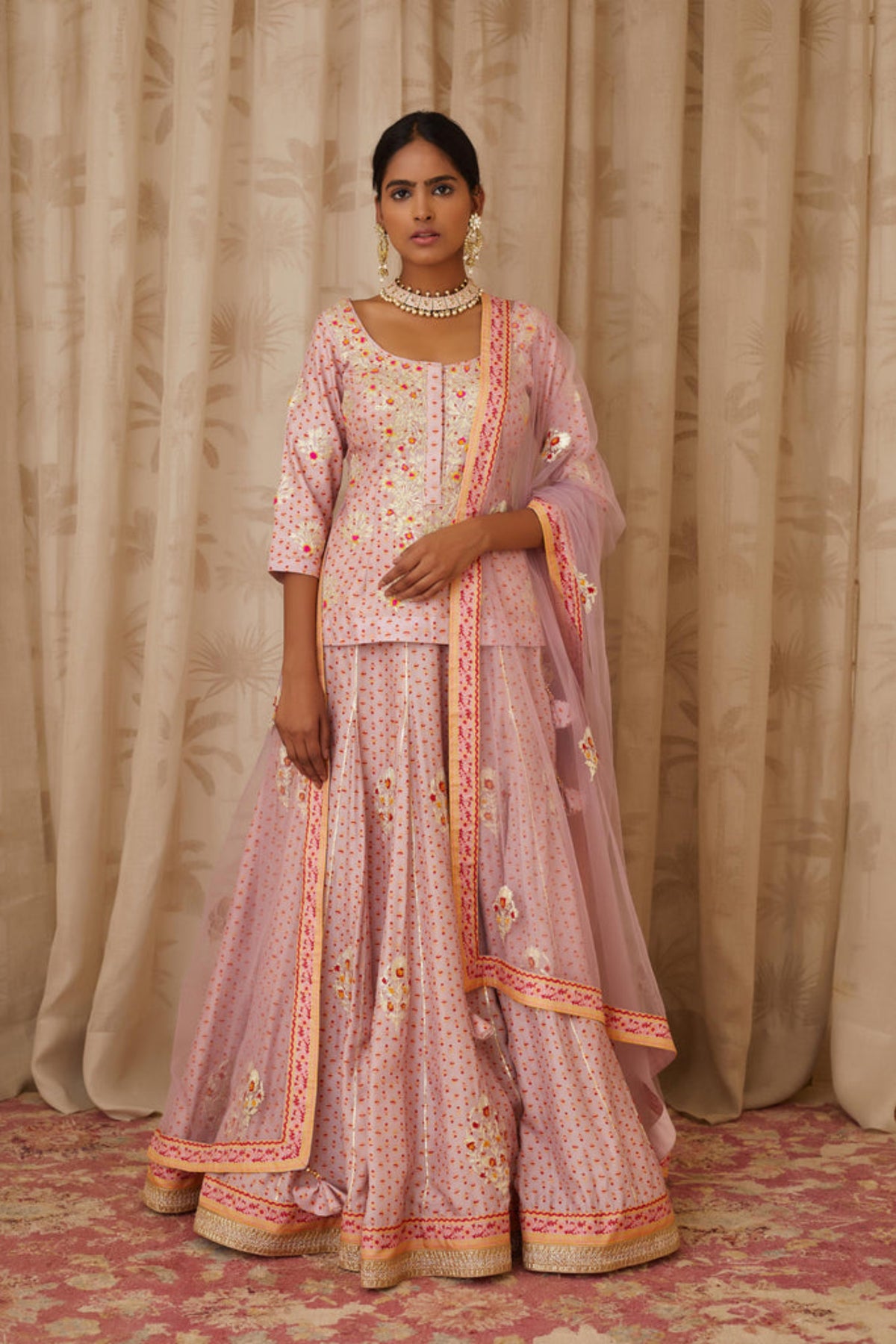 Light lavender short kurti set