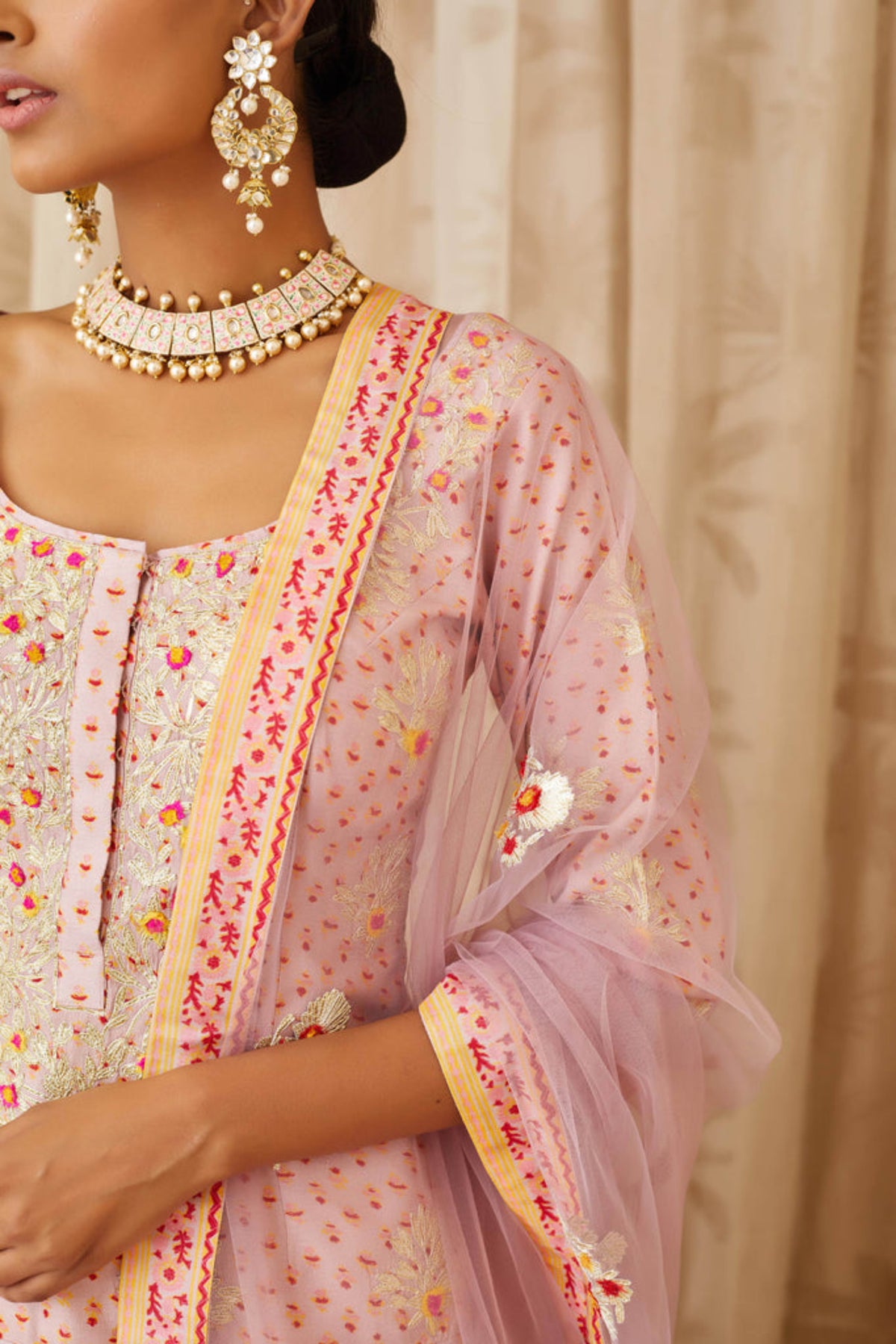 Light lavender short kurti set