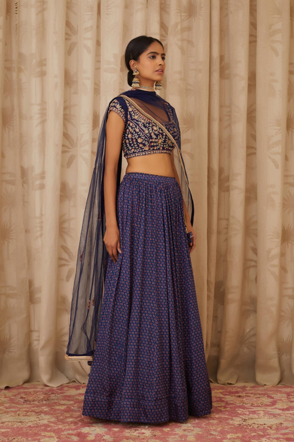 Blue zardozi lehenga set