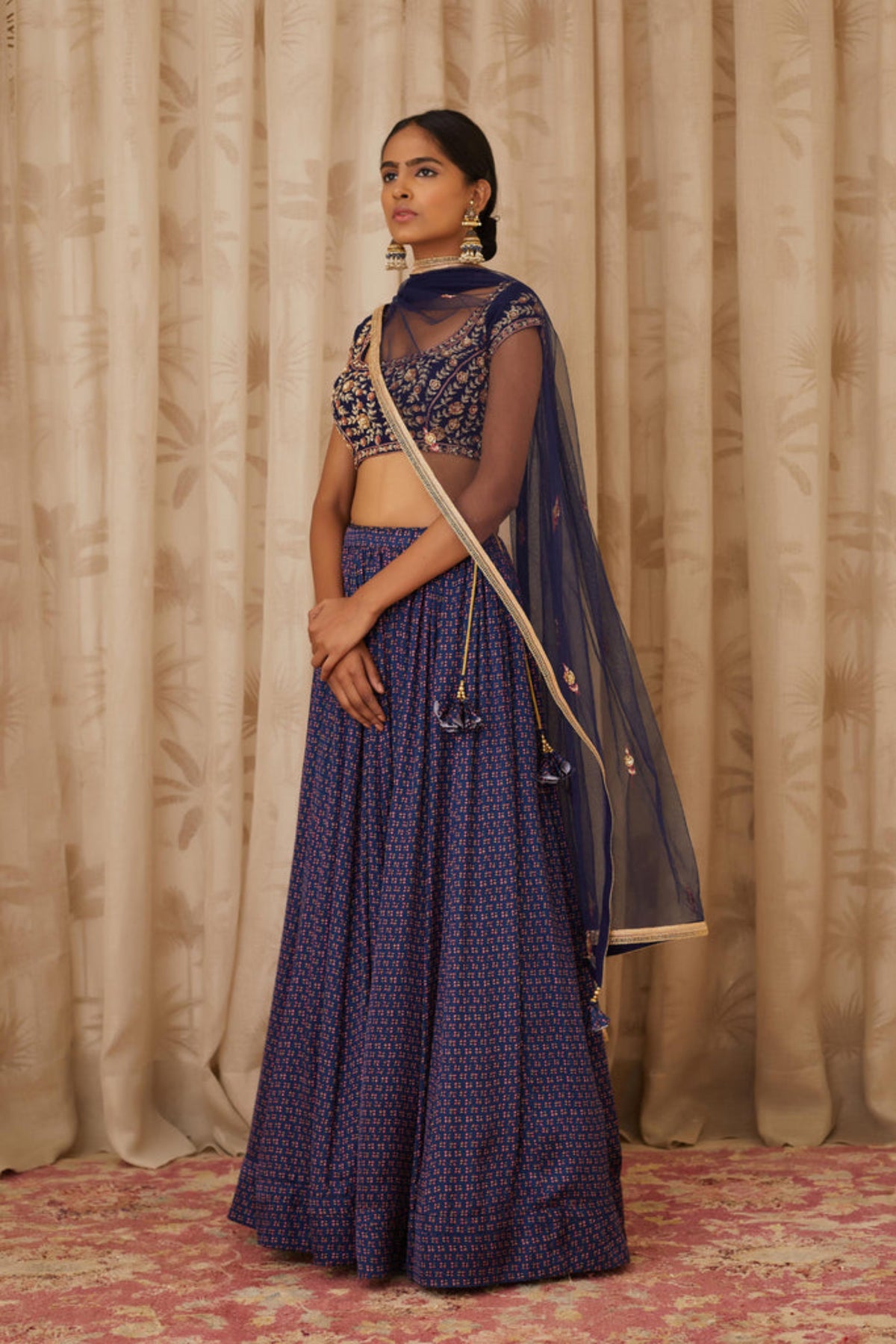 Blue zardozi lehenga set