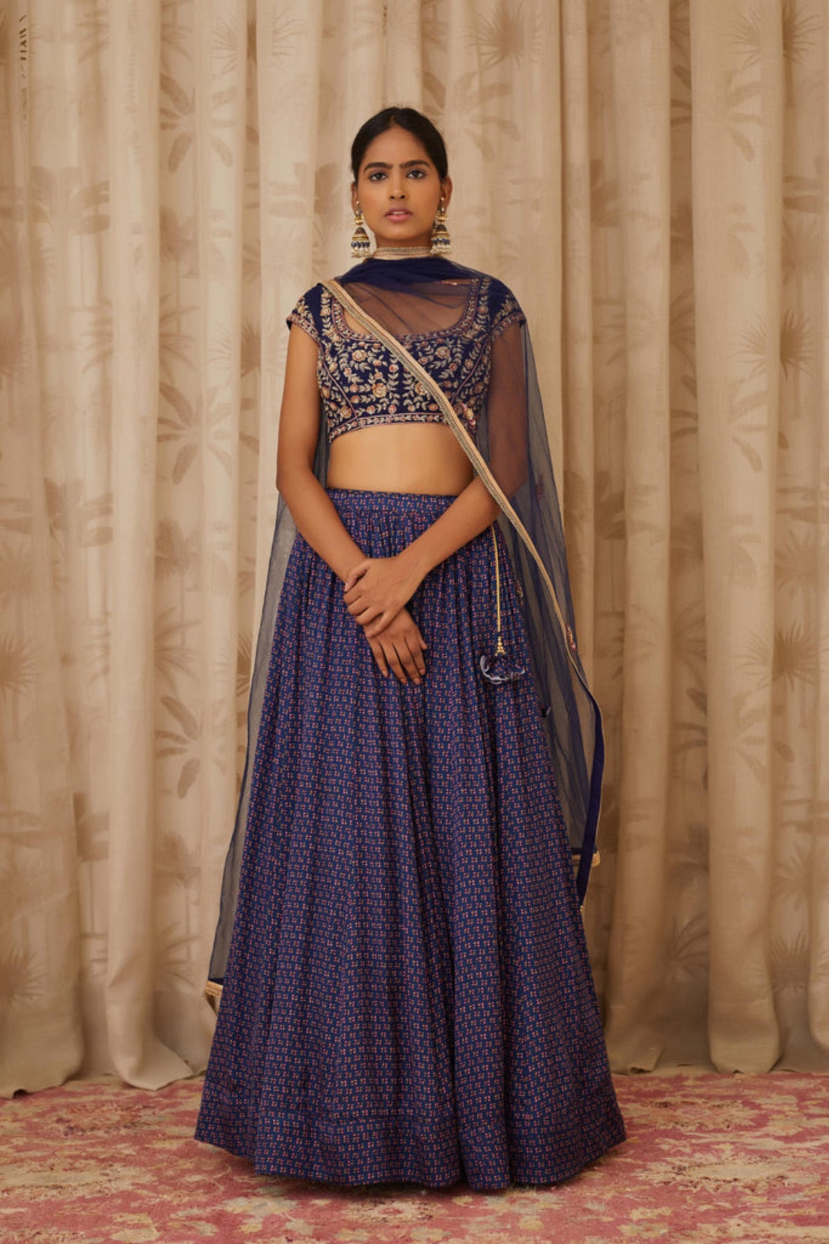 Blue zardozi lehenga set