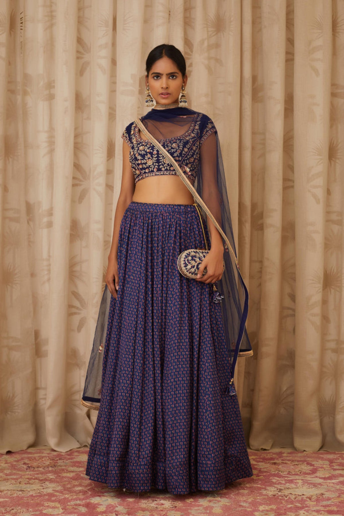 Blue zardozi lehenga set
