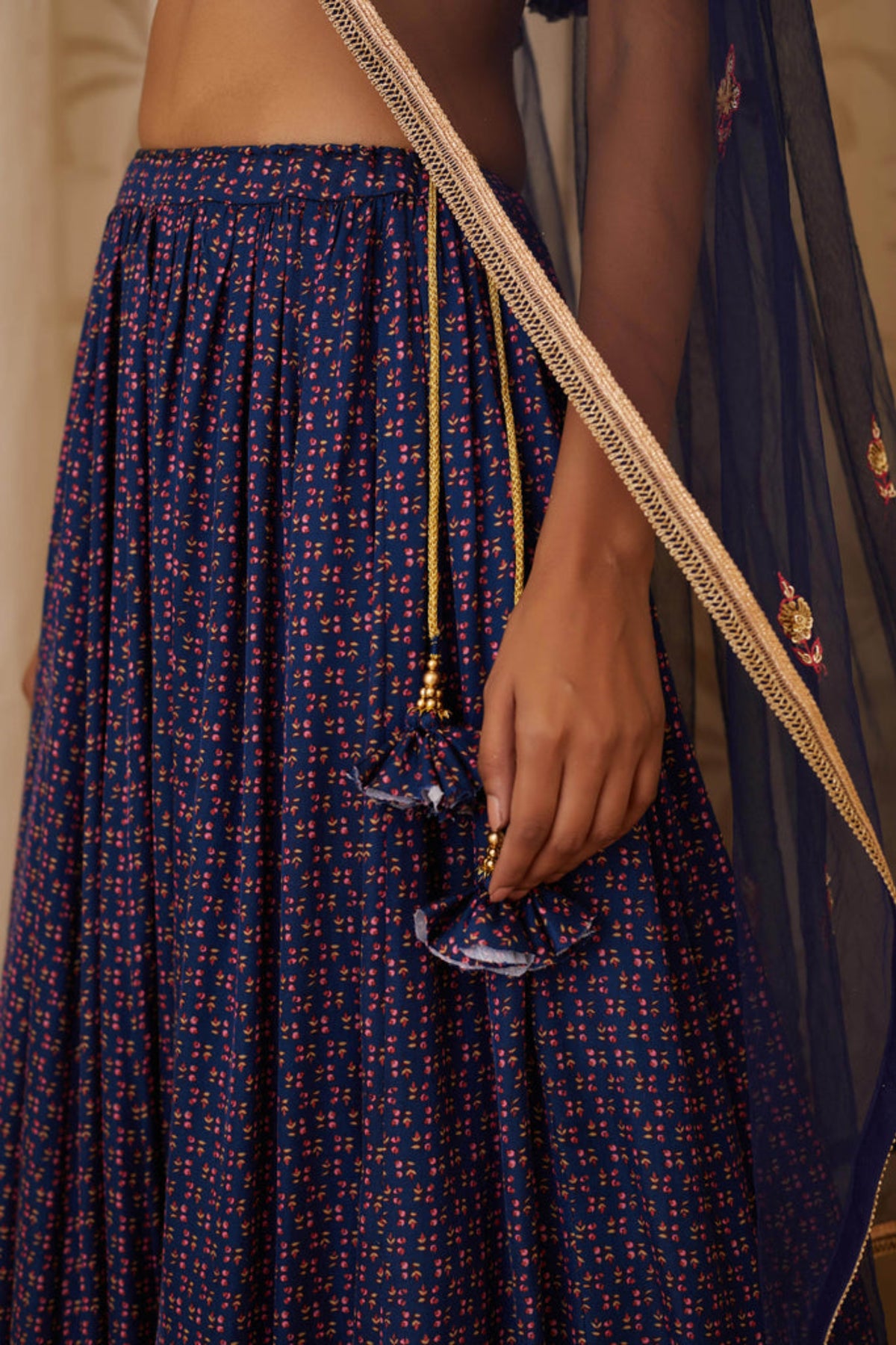 Blue zardozi lehenga set