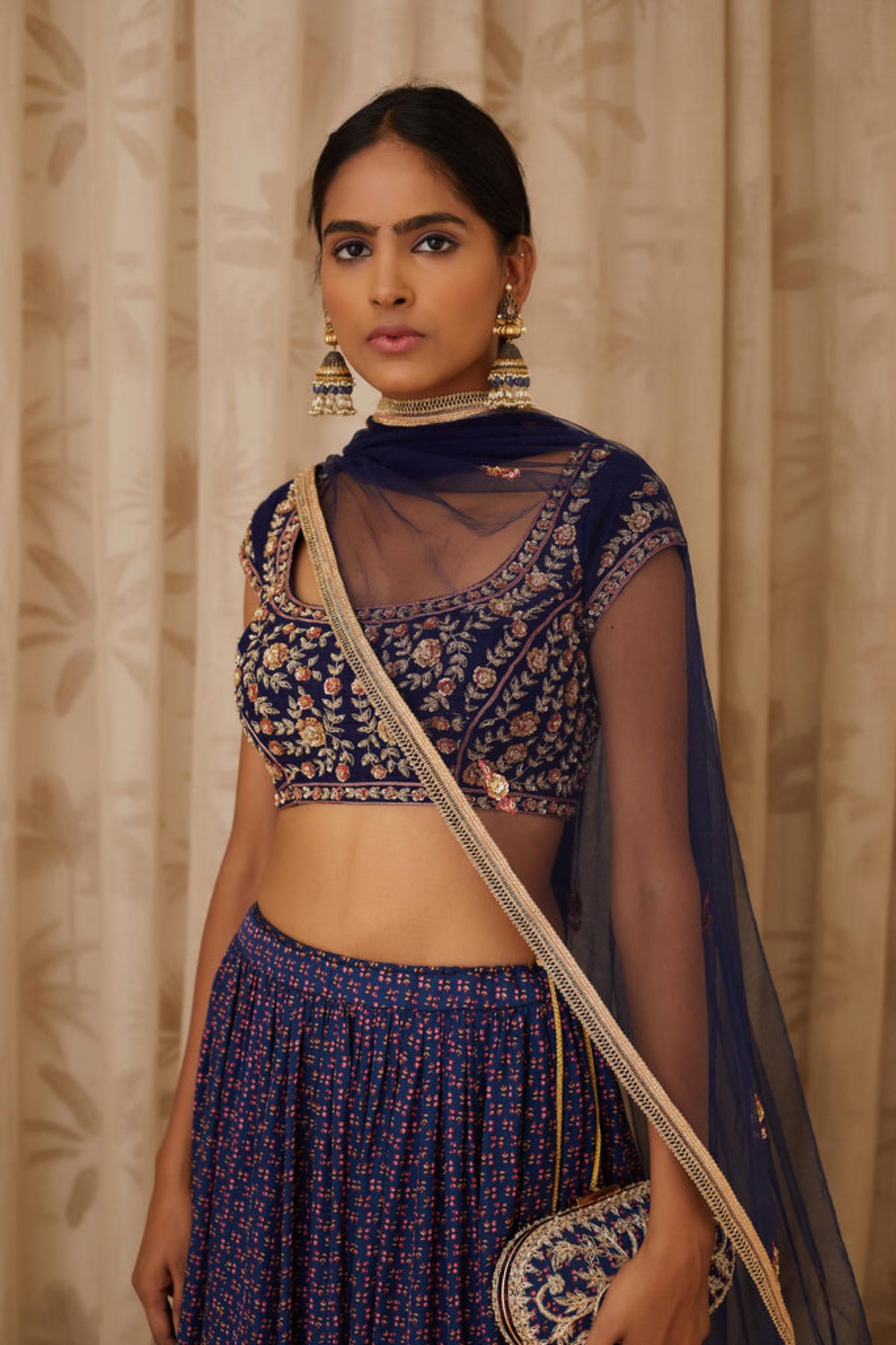 Blue zardozi lehenga set