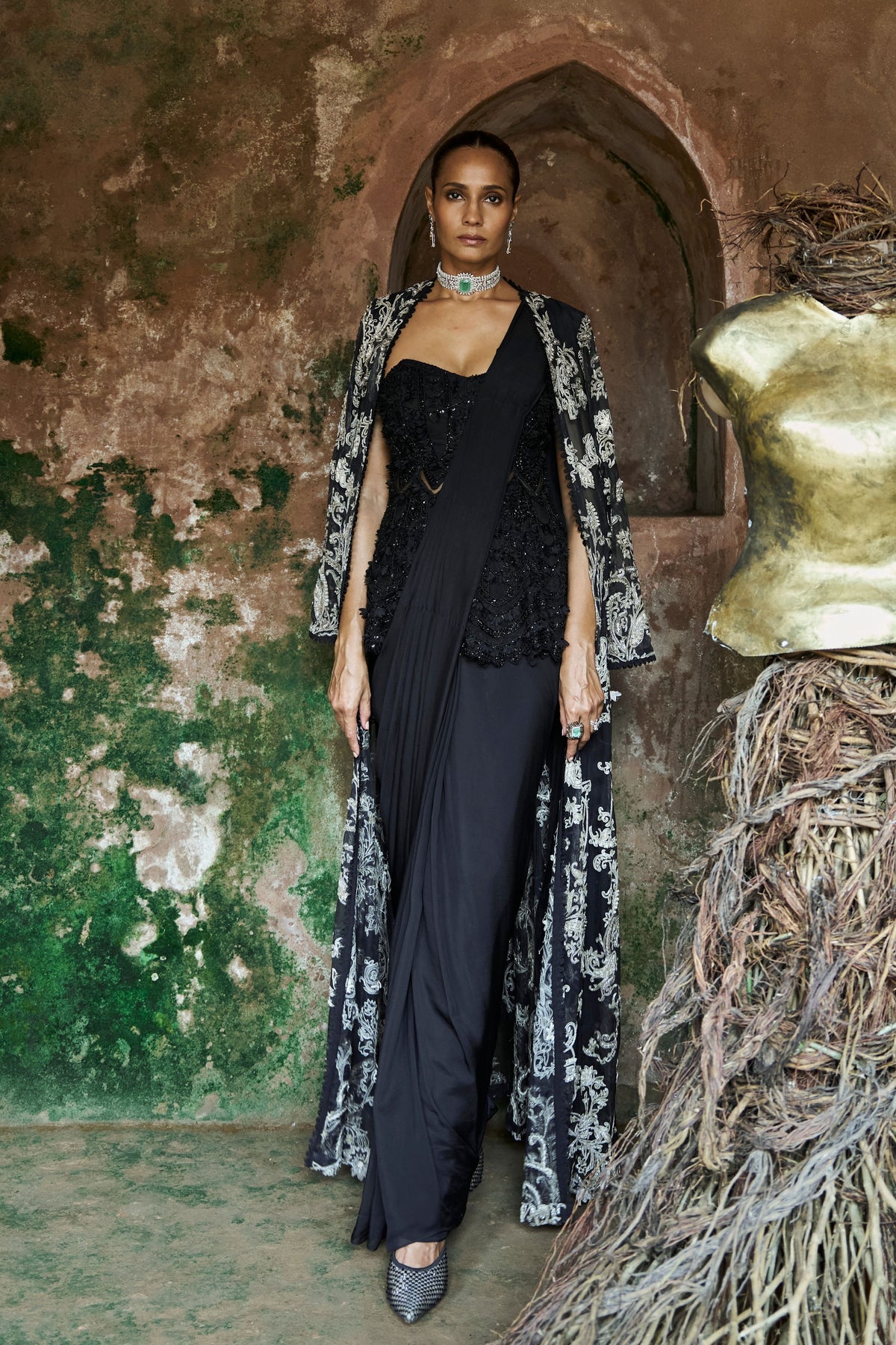 Black Orchid Saree Set