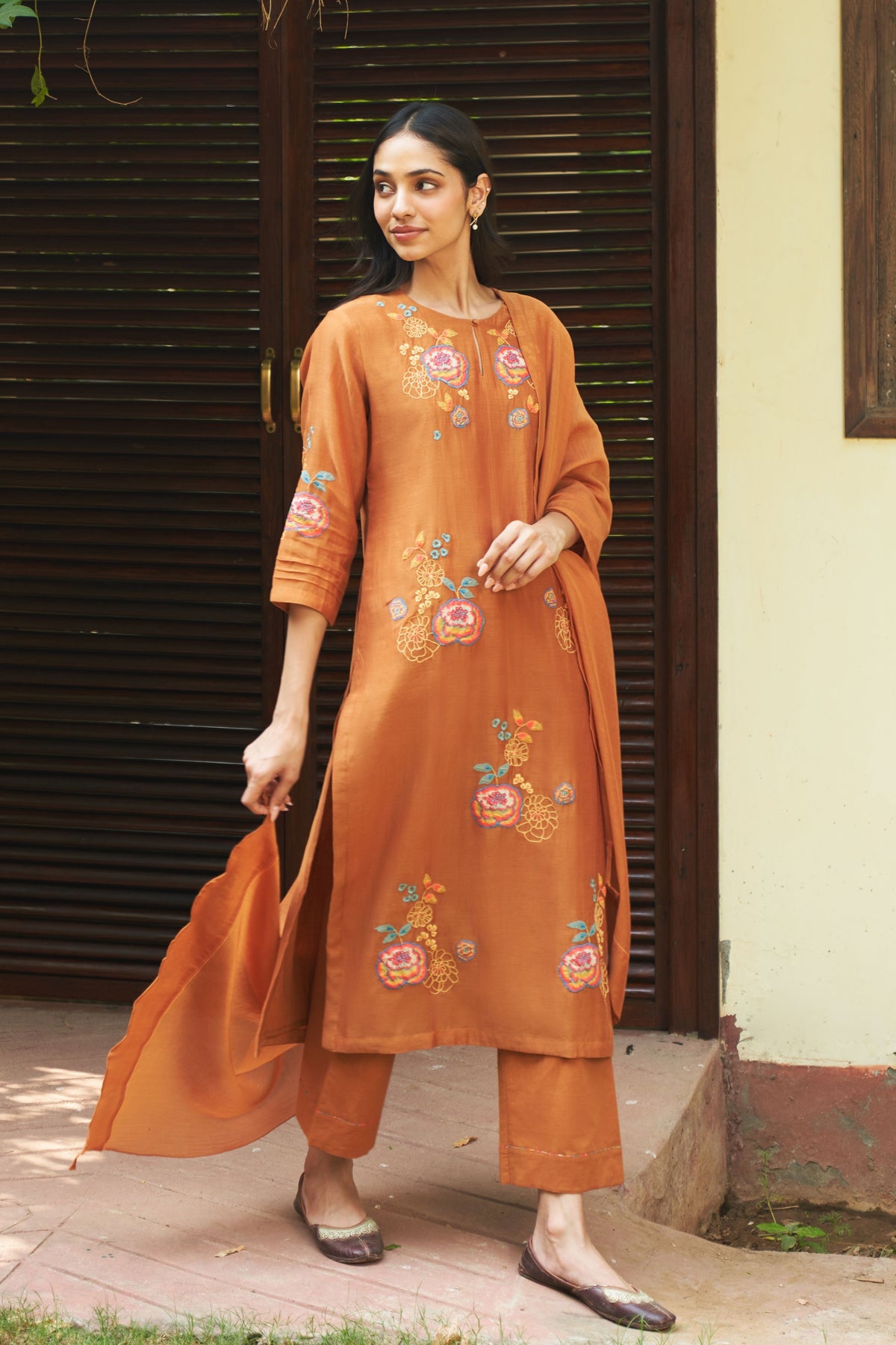 Marigold Floral Embroidery Kurta Set