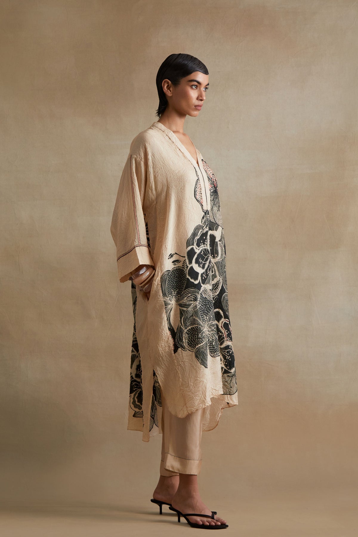 Clay Embroidered Floral Kurta Set