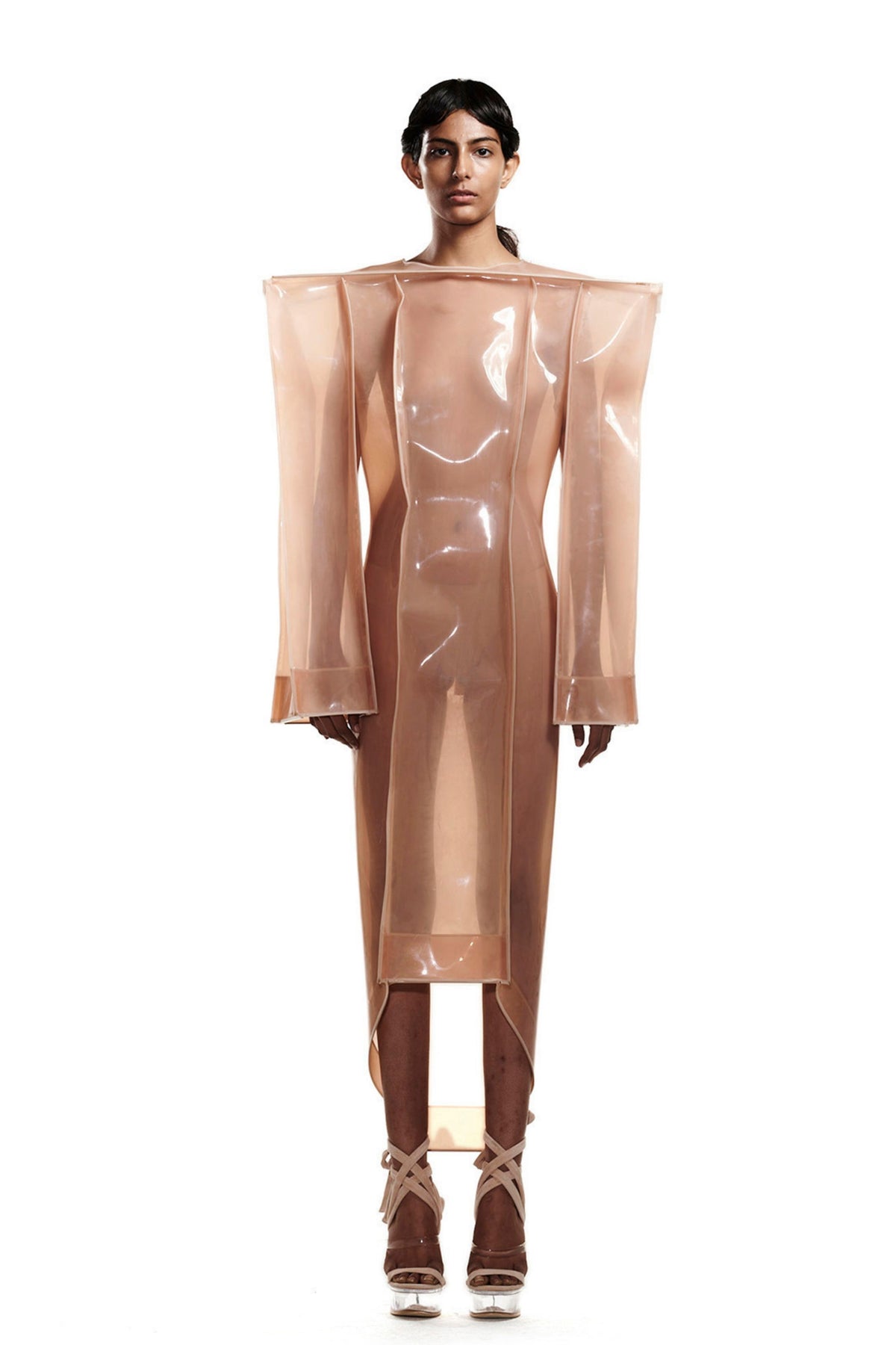Nude Rubber Sculpted Dress