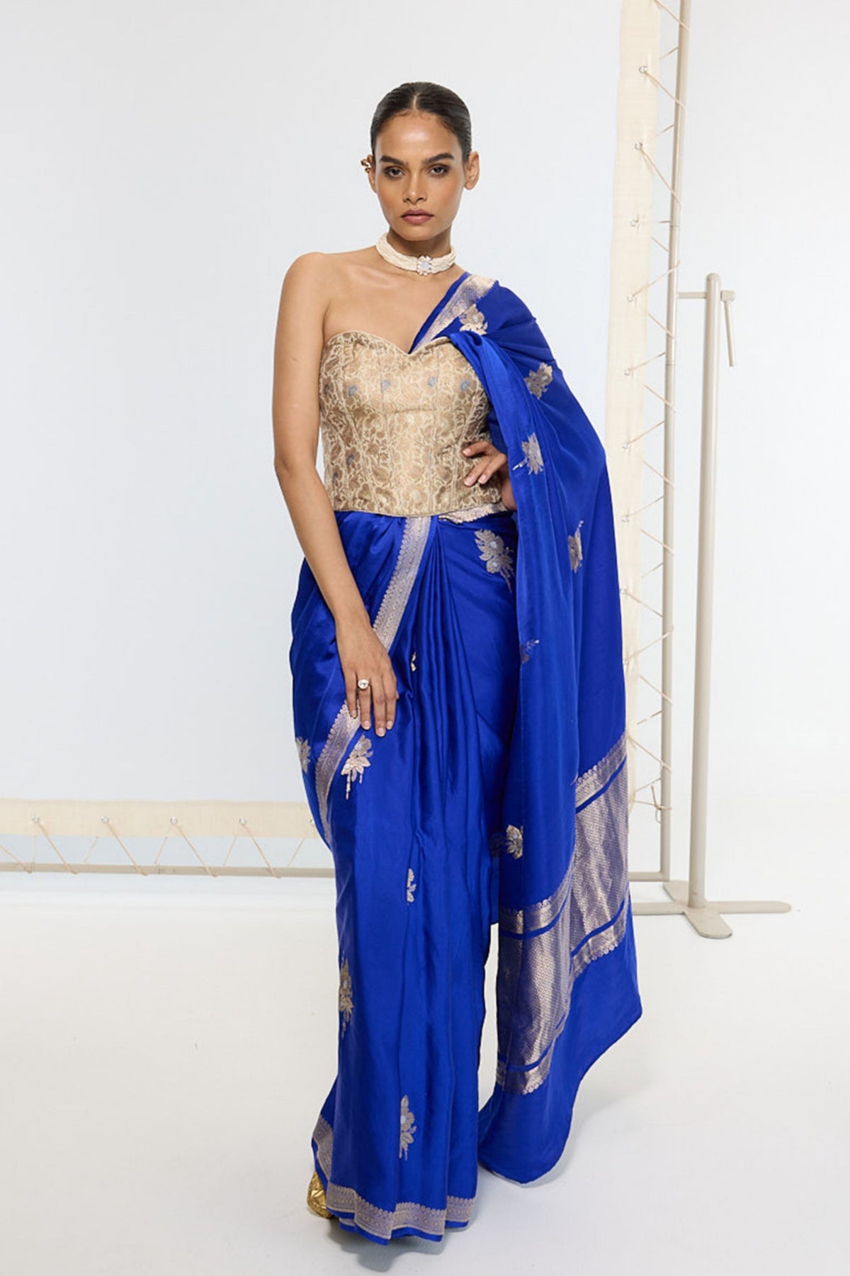 Handwoven Prussian Blue Saree