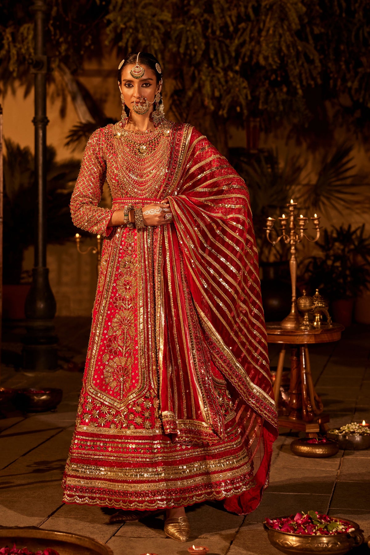 Red Maanika Anarkali Set