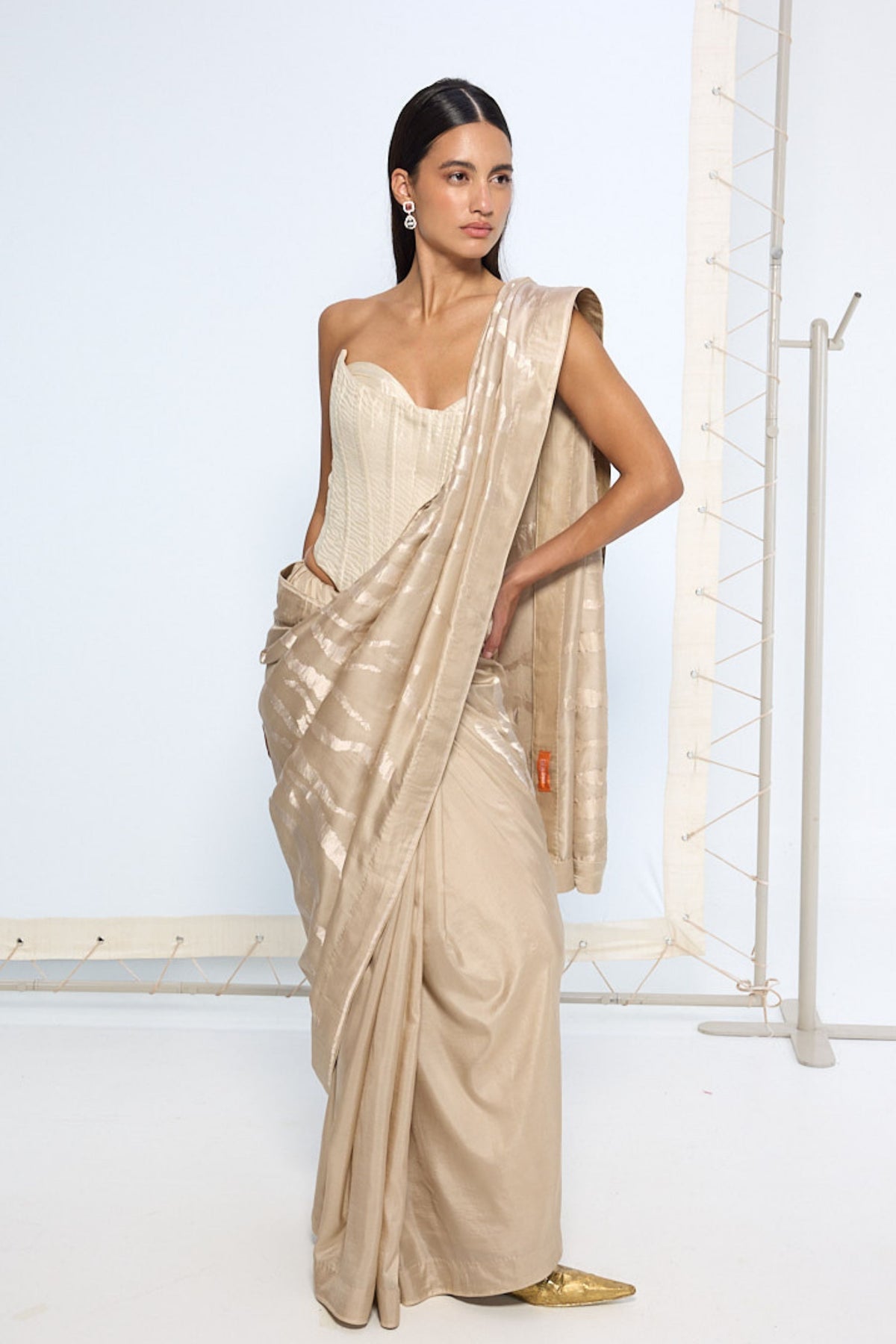 Handwoven Beige Silk Saree