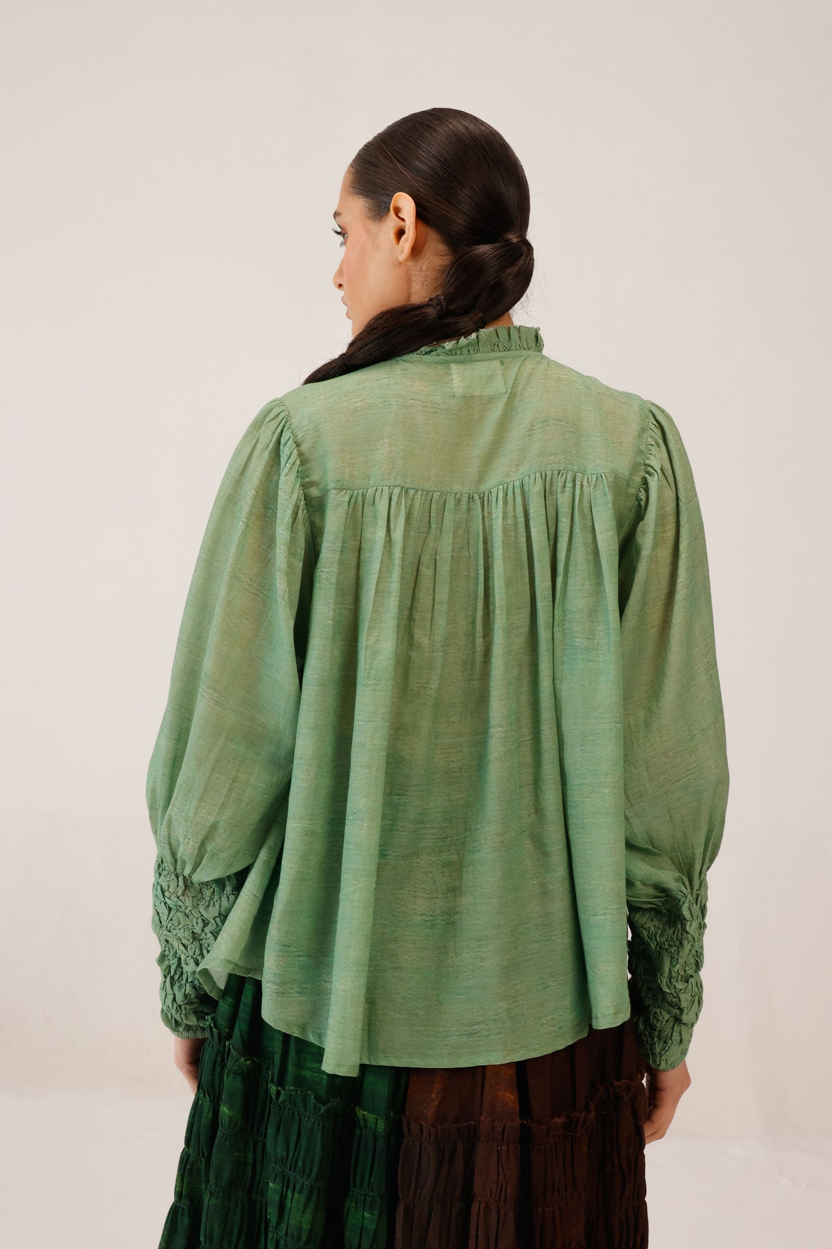 Green Smocked Shirt