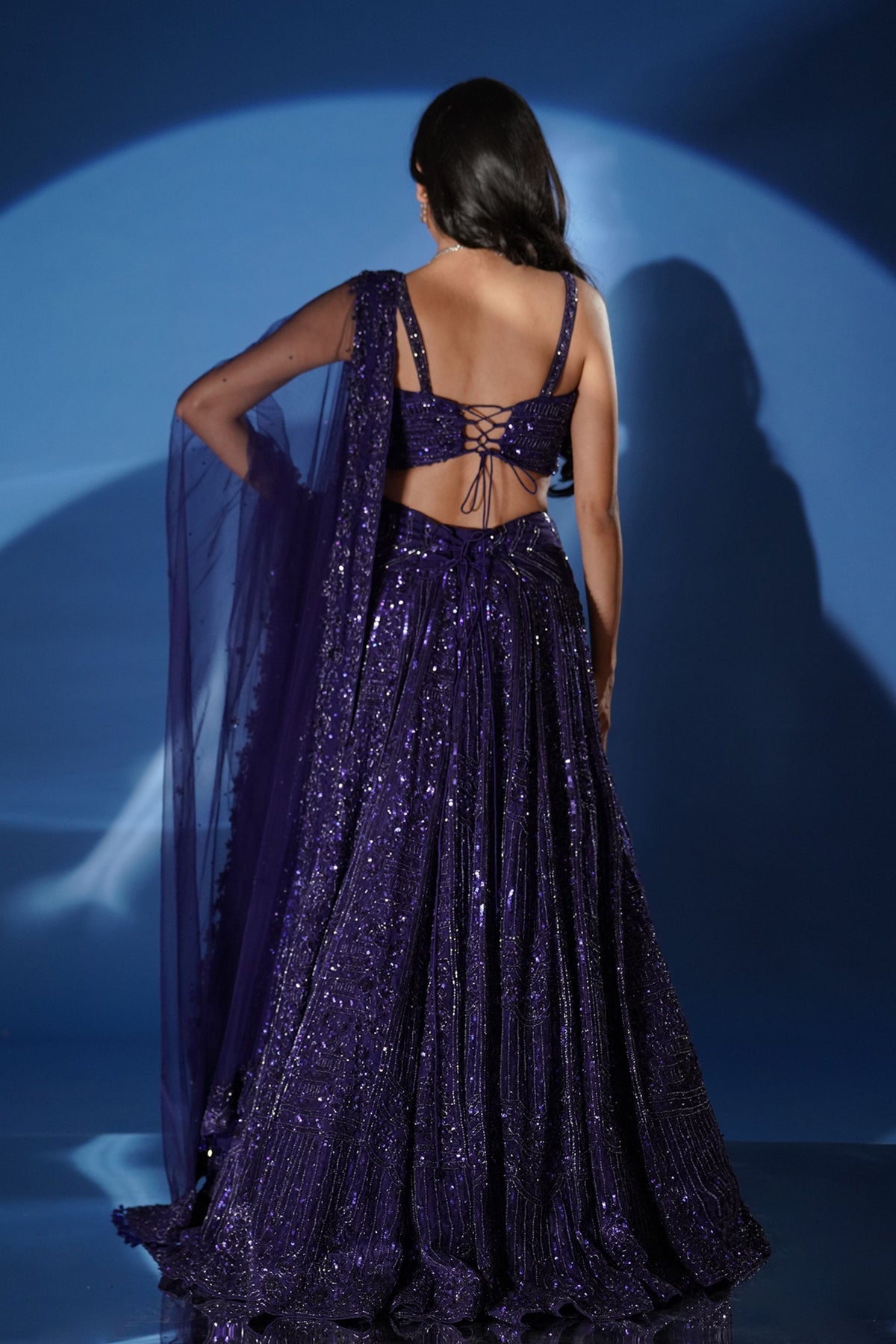 Shimmering Electric Blue Lehenga Set