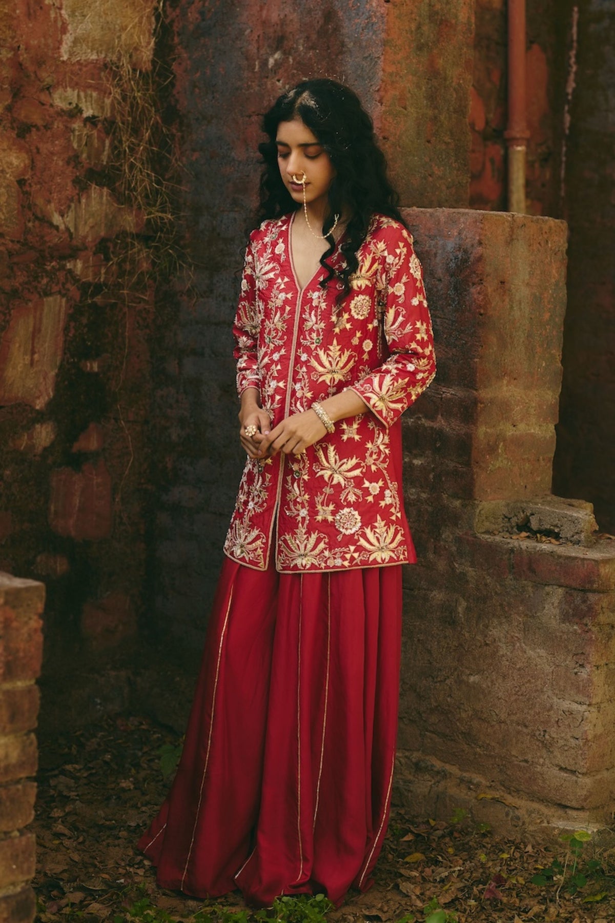Laalsaravaya Jacket and Sharara