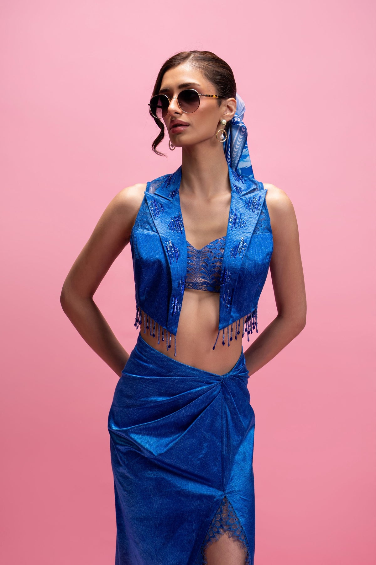 Chantilly Jacket Draped Skirt Set