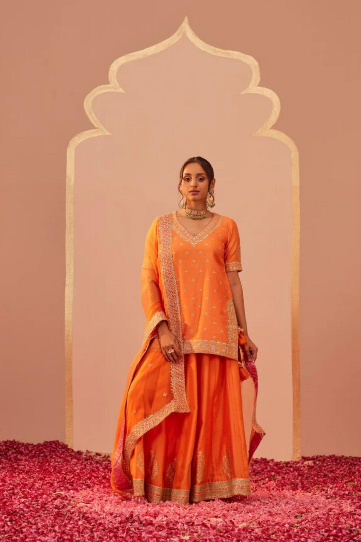 Faaiza Orange Lehenga Set