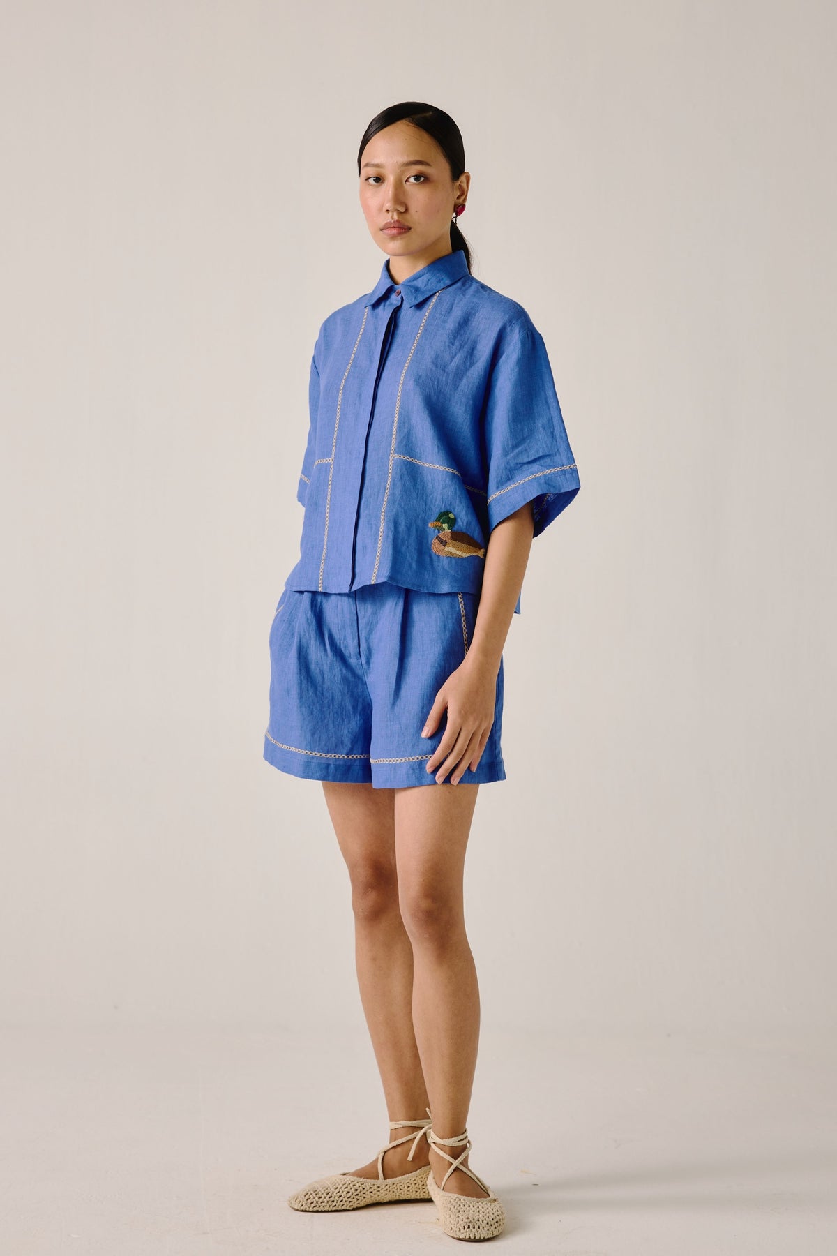 Electric Blue Duck Embroidery Leo Set