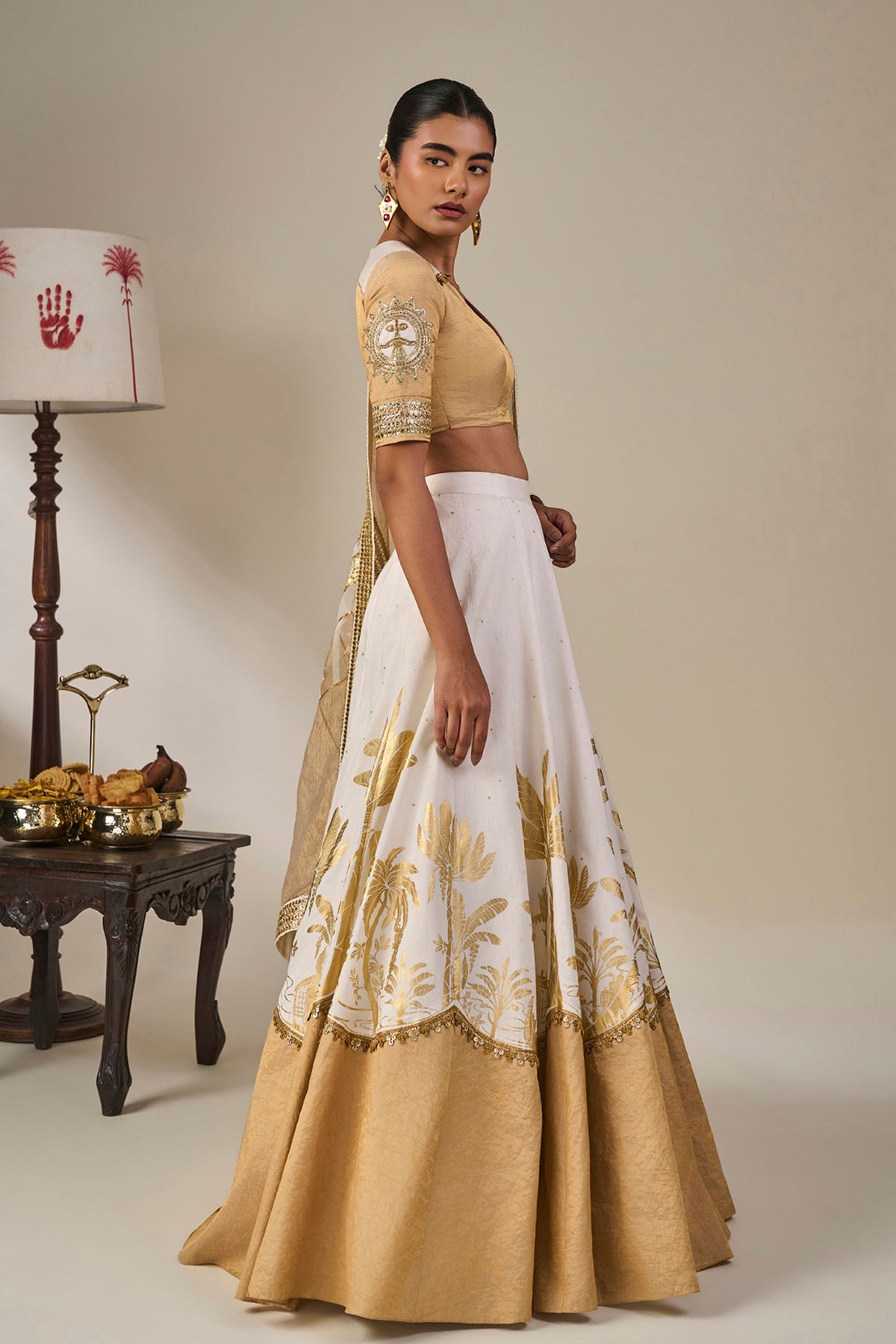 Ivory Backwater Postcard Lehenga Set