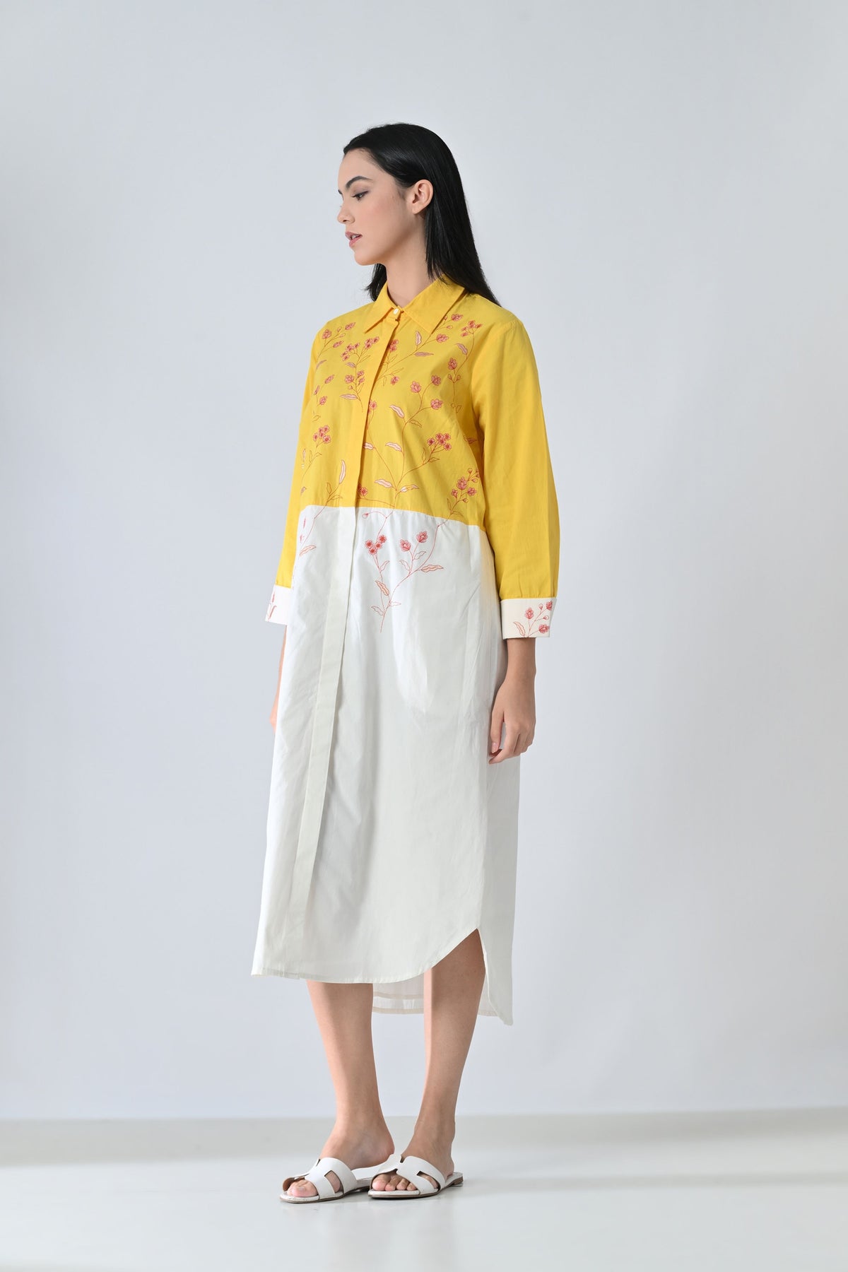 Sunlit Bloom High Low Shirt Dress