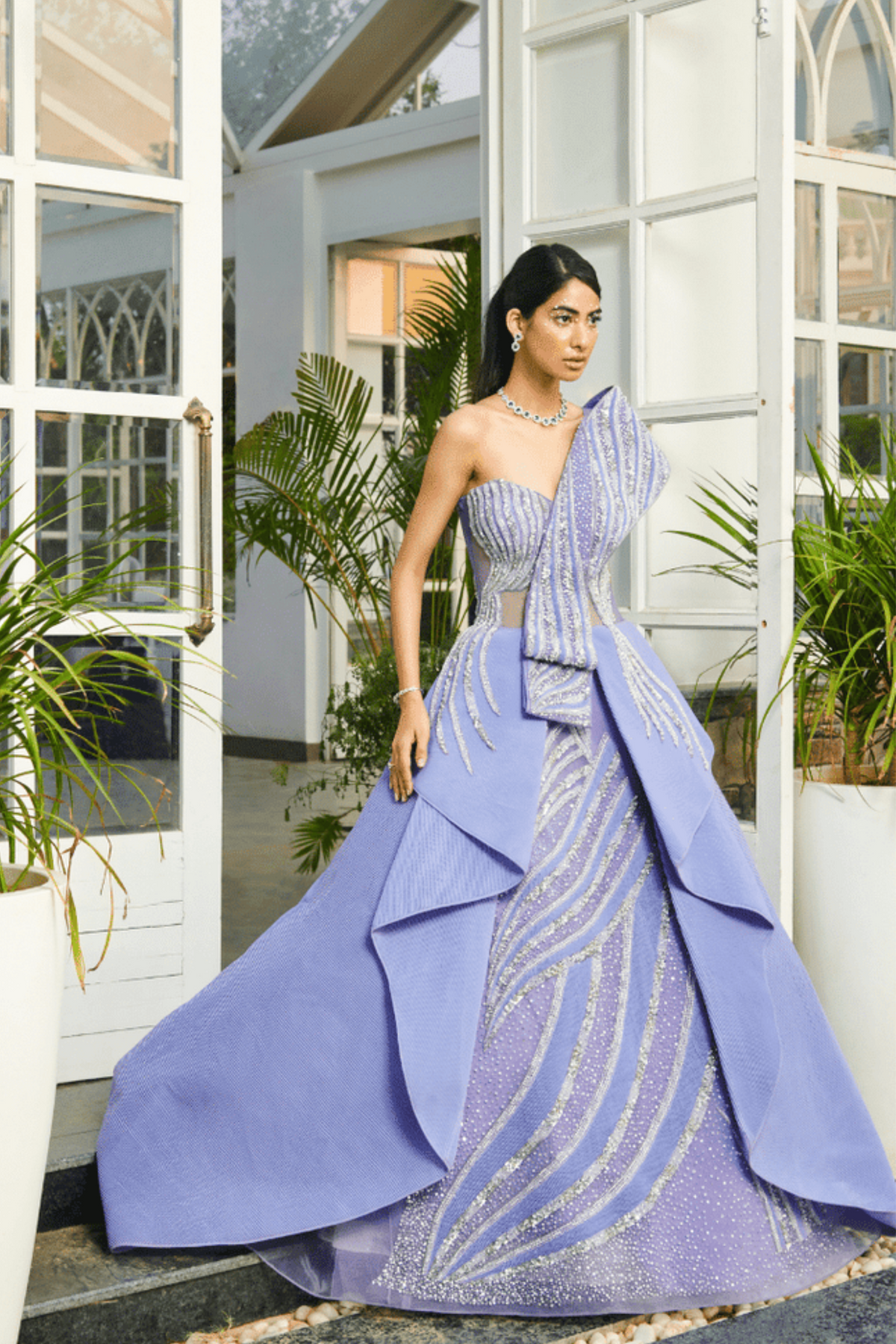 One Shoulder Lavender Gown