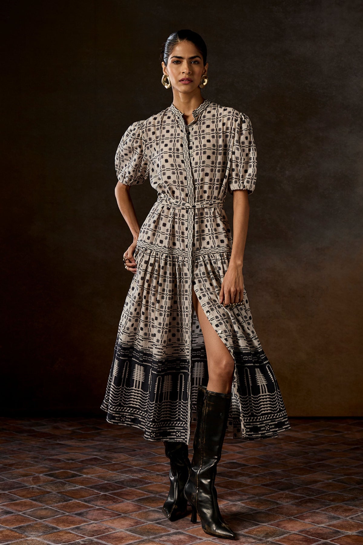 Audrey Ivory Printed Dress