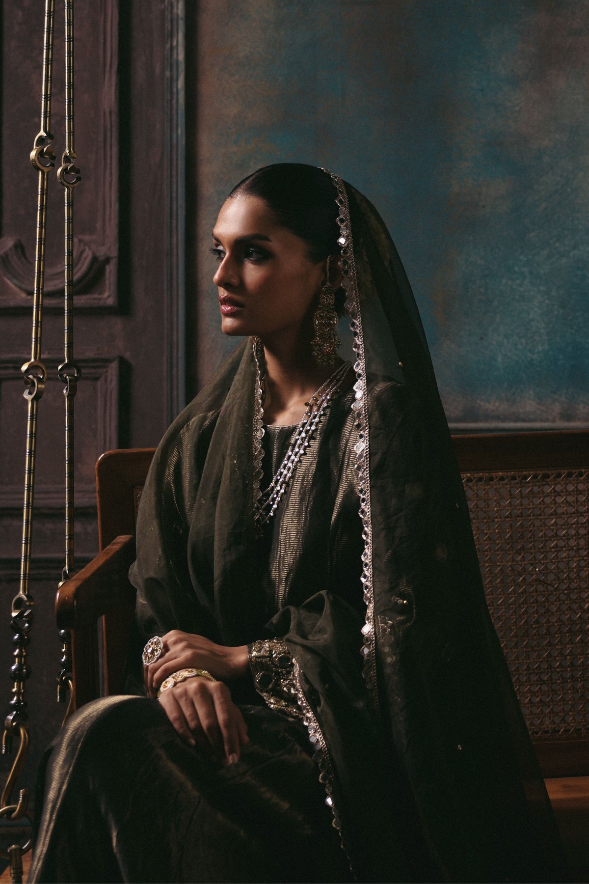 Olive Green Afsana Kalidar