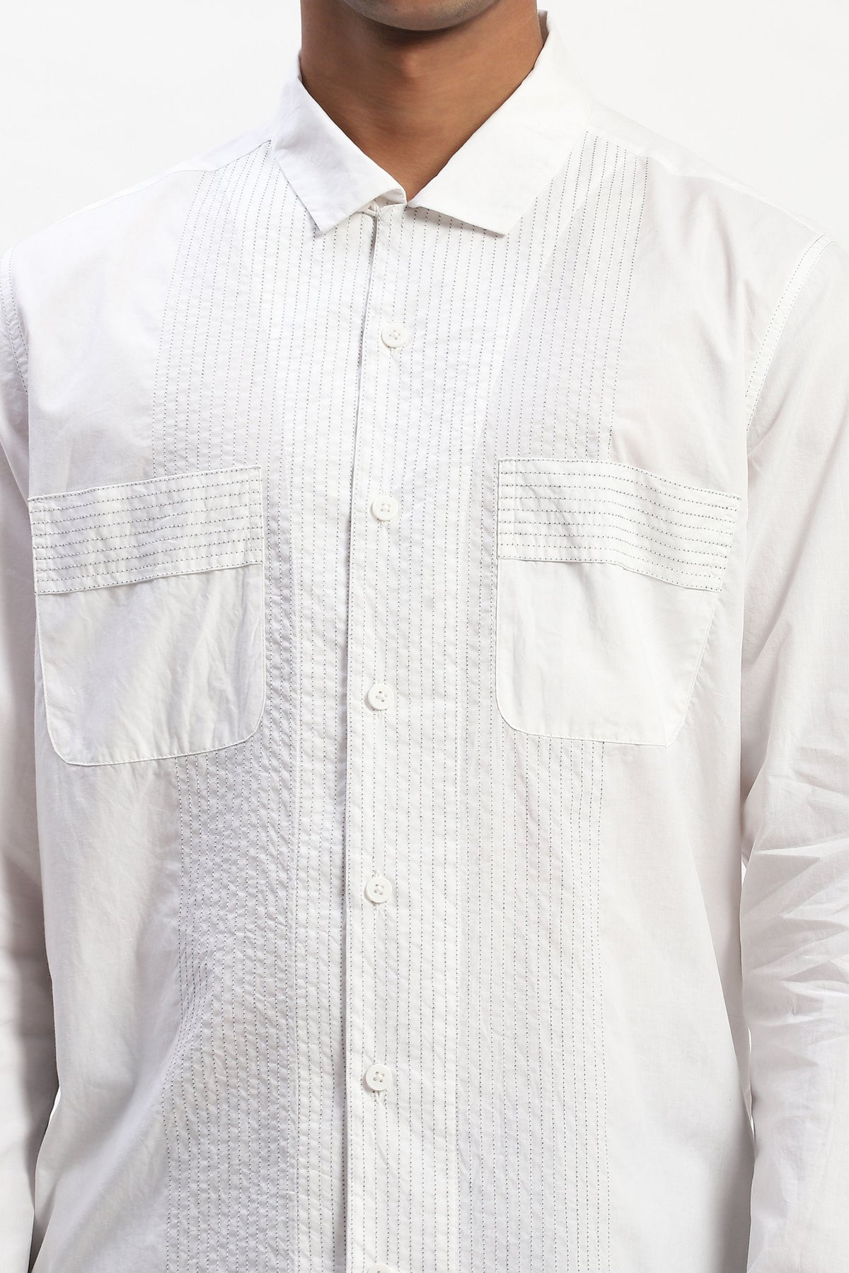 White Engineered Trapunto Shirt