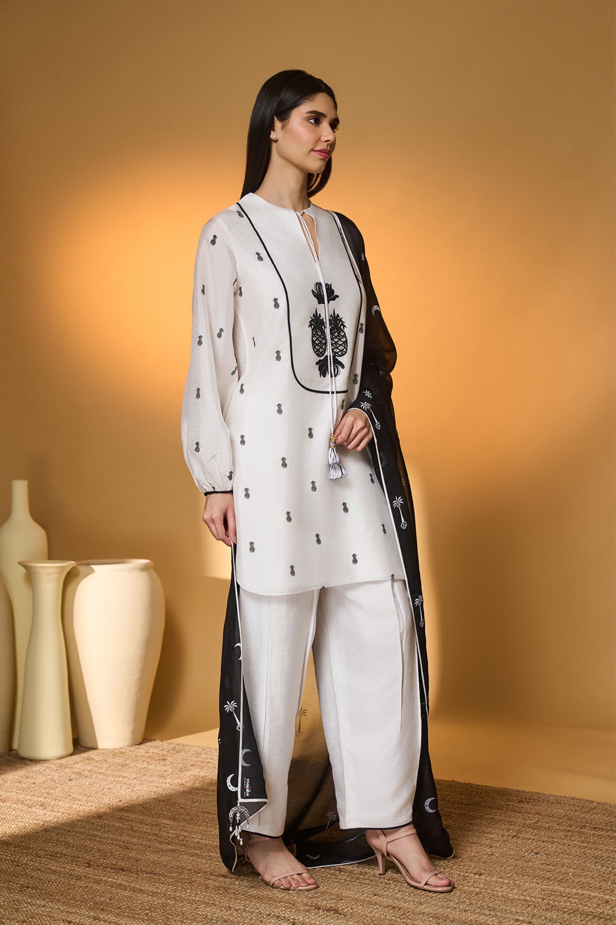 Ivory Pine-code Kurta Set
